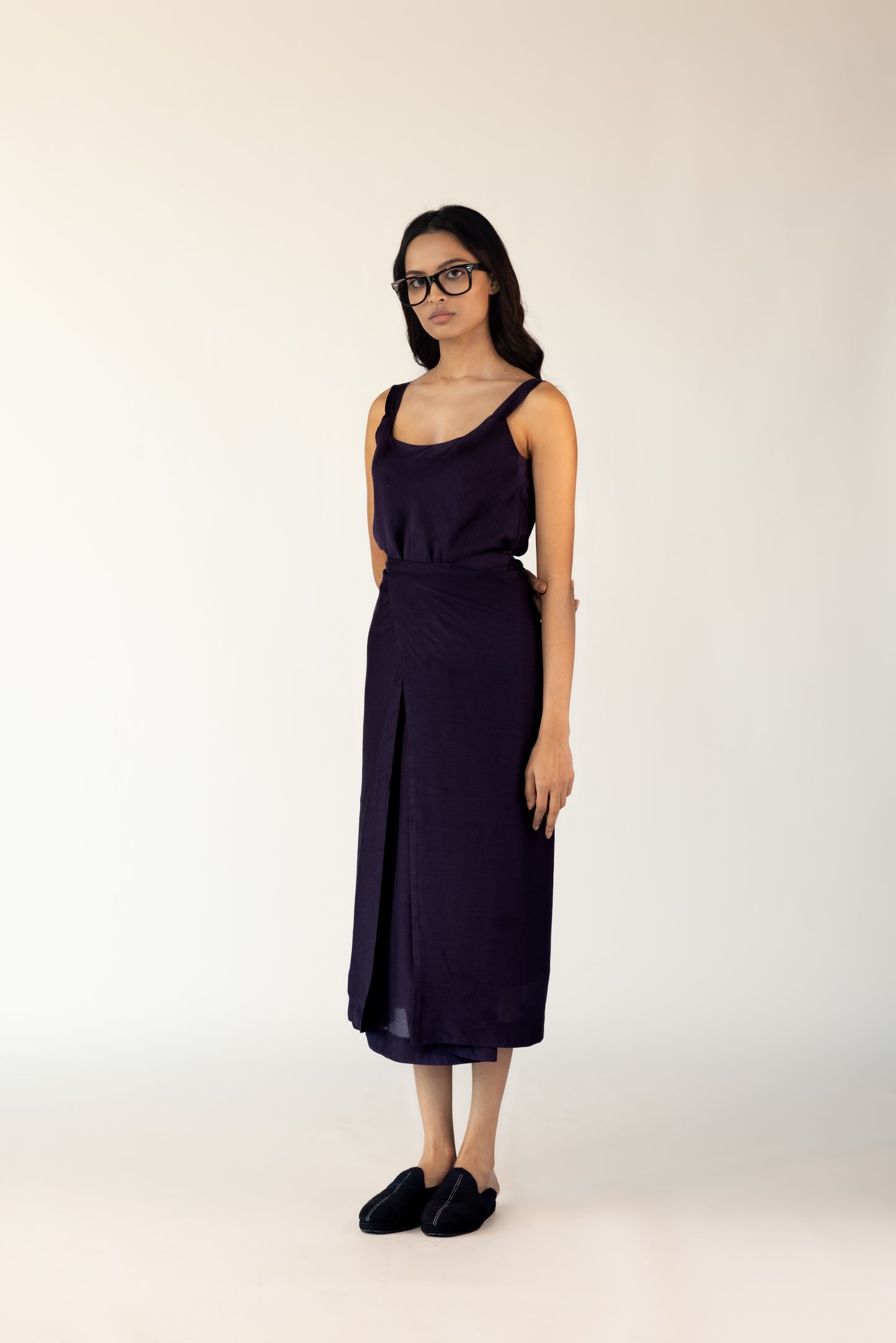 Violet silk wrap dress