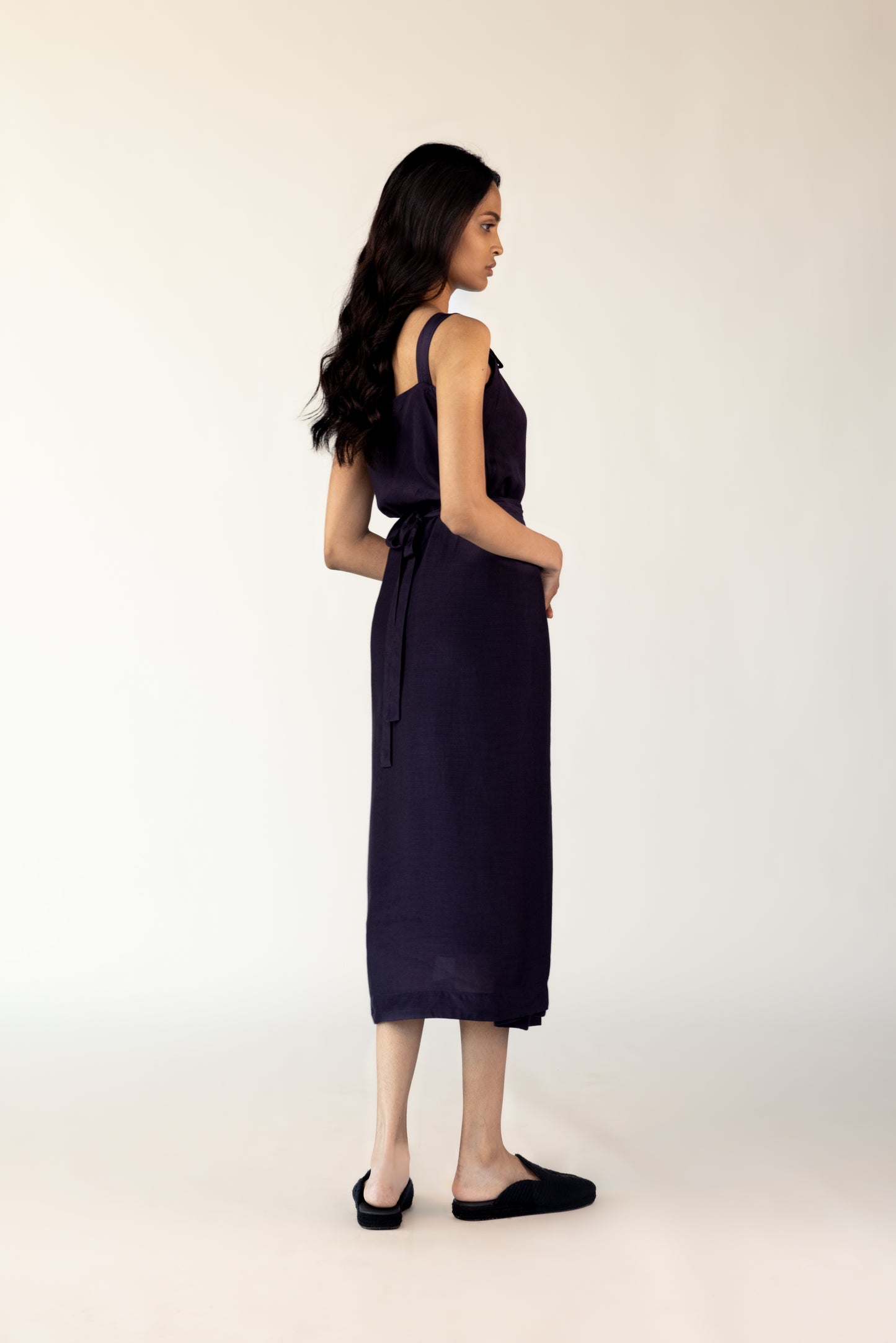 Violet silk wrap dress