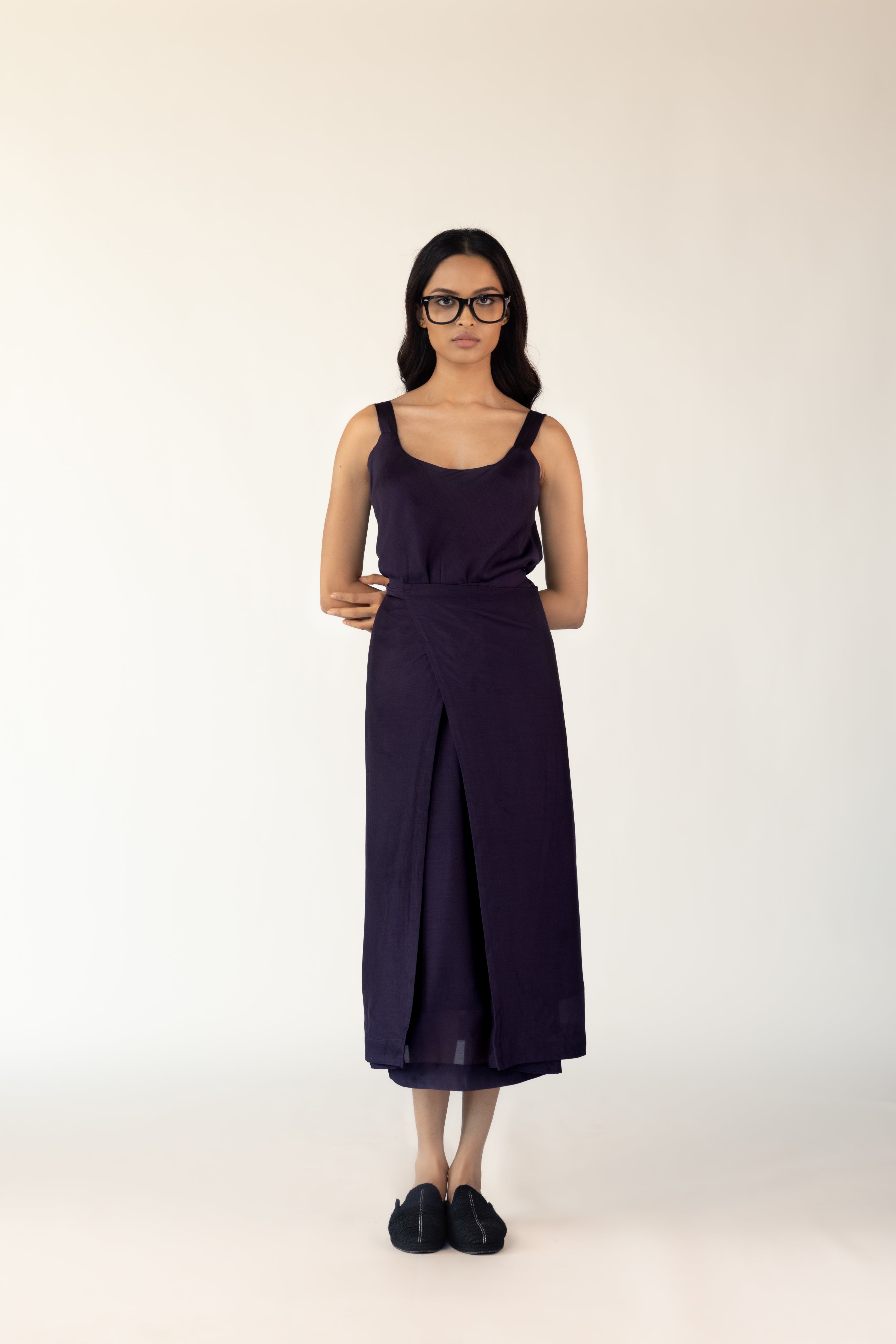 Violet Silk Wrap Dress-BENNCH