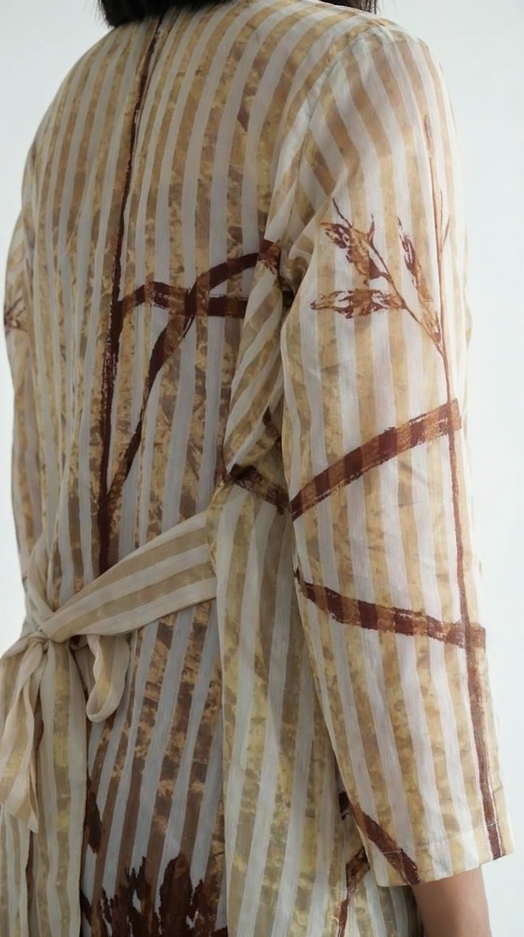 White & Gold Chanderi Botanical Trench