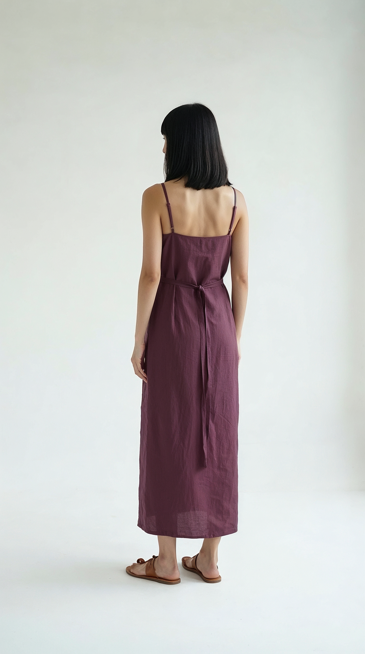 Wine Chanderi Tie Dress