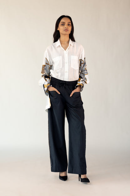 Patchwork Shirt Black Pants Set