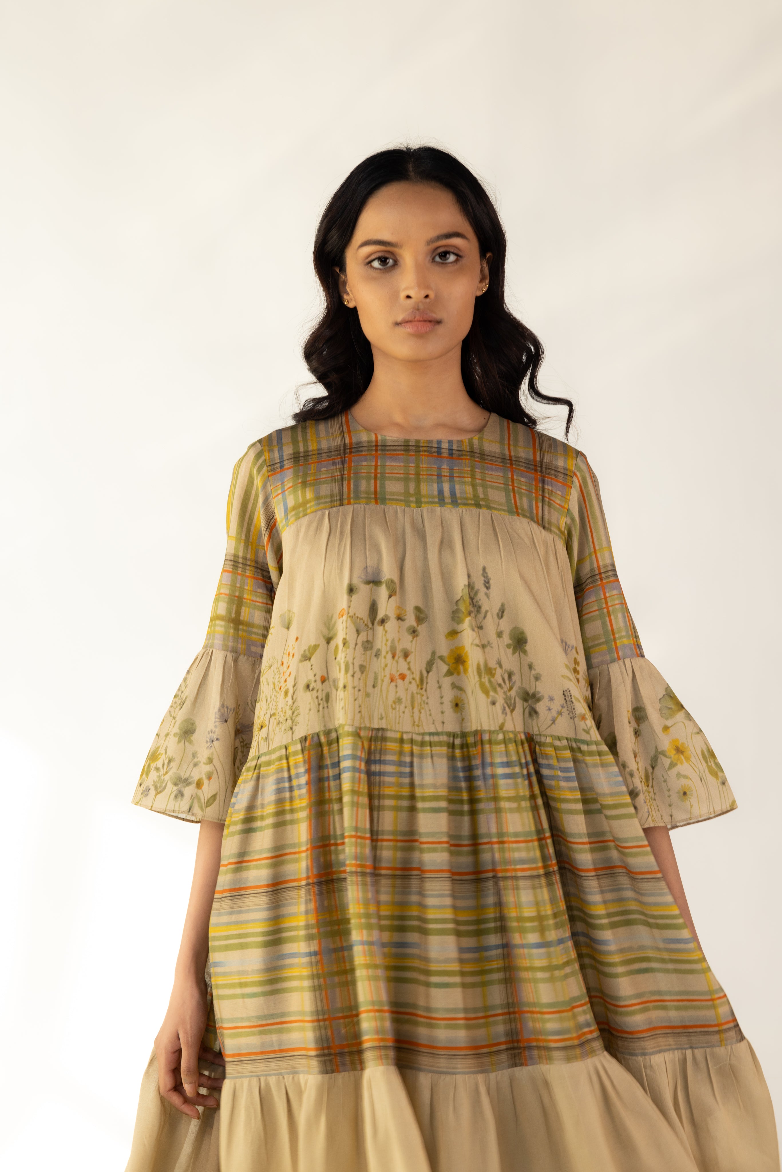 Bloom Check Dress-BENNCH