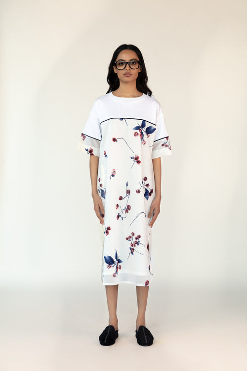 White Overlay Shift Dress Set-BENNCH