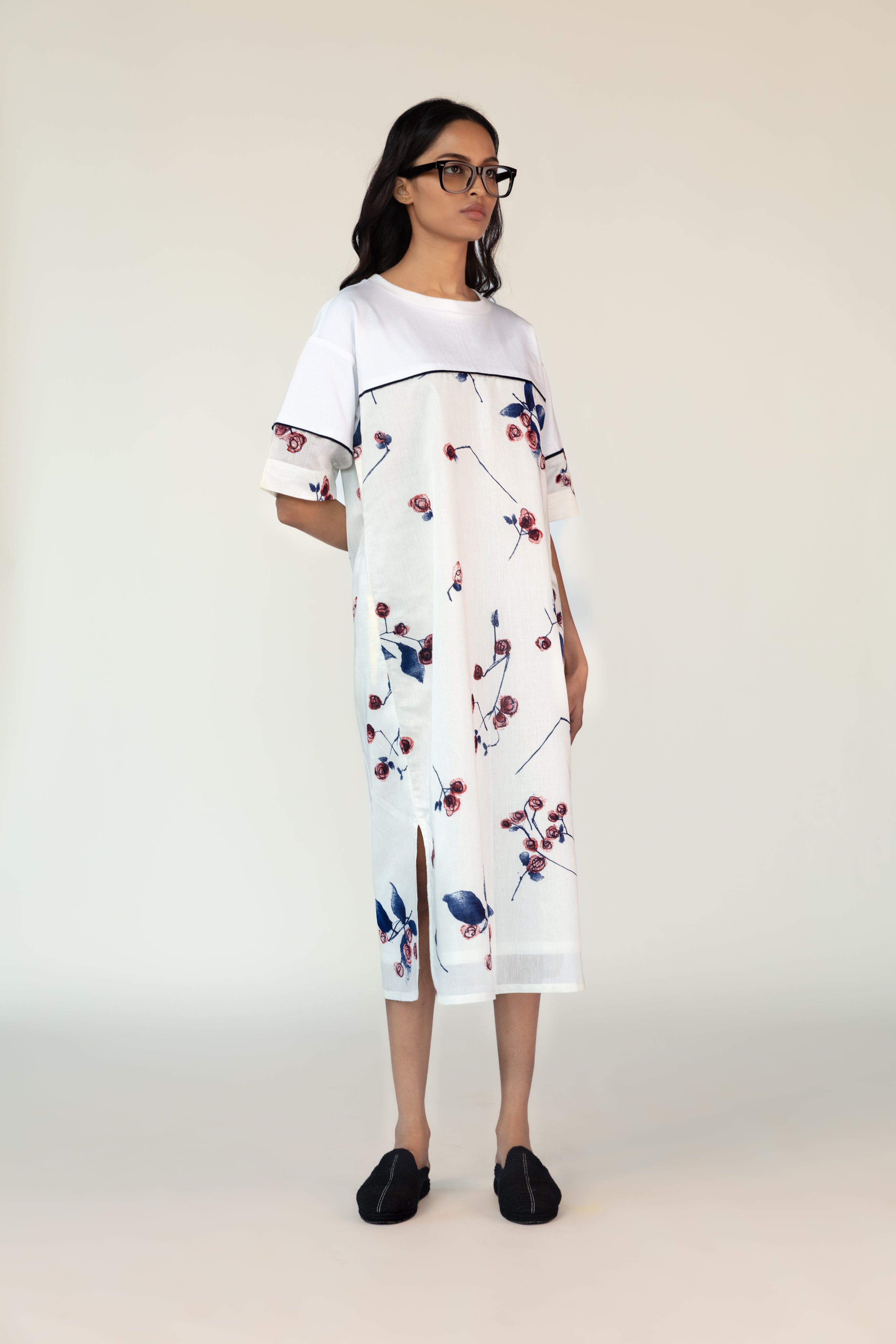 White Overlay Shift Dress Set-BENNCH