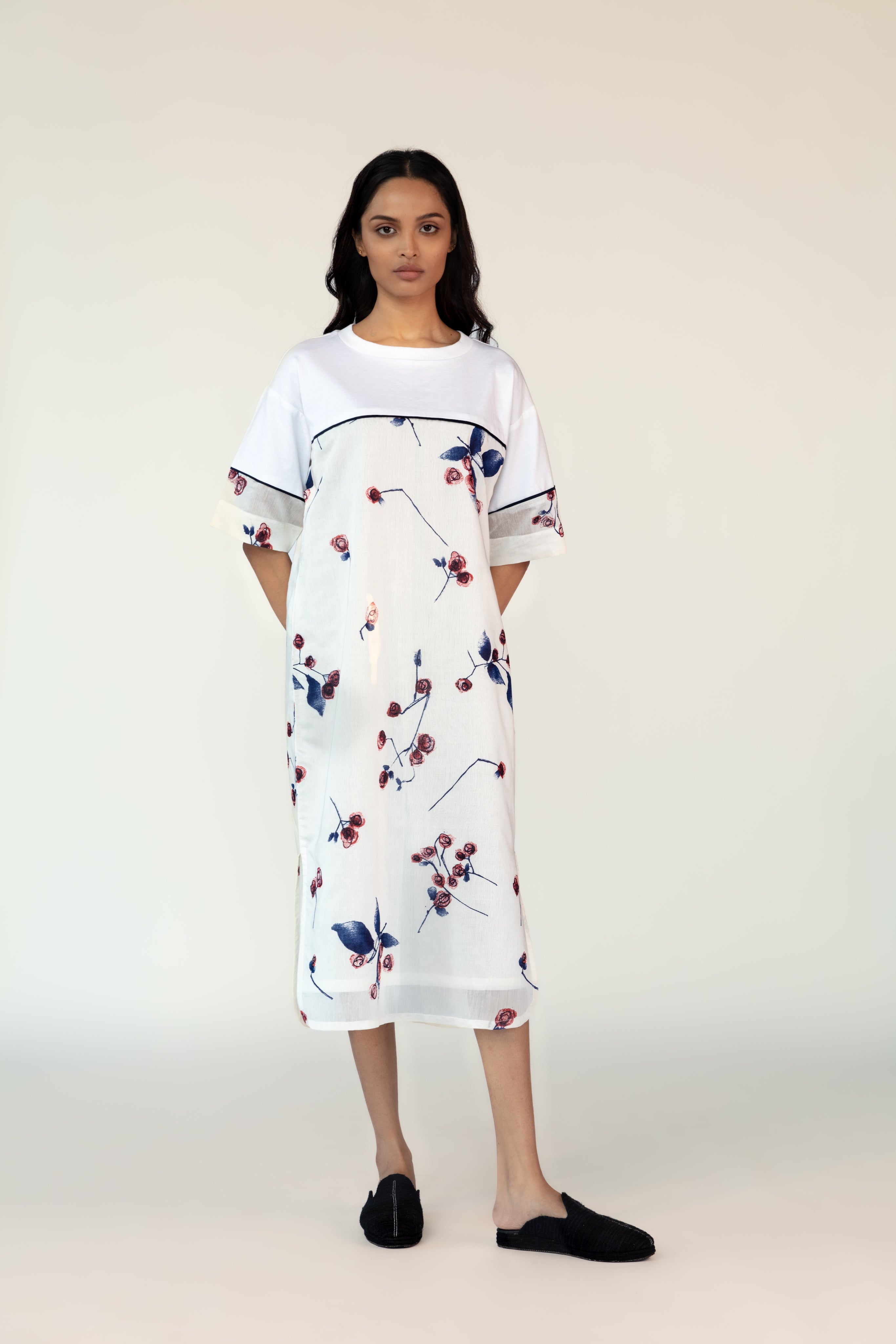 White Overlay Shift Dress Set-BENNCH