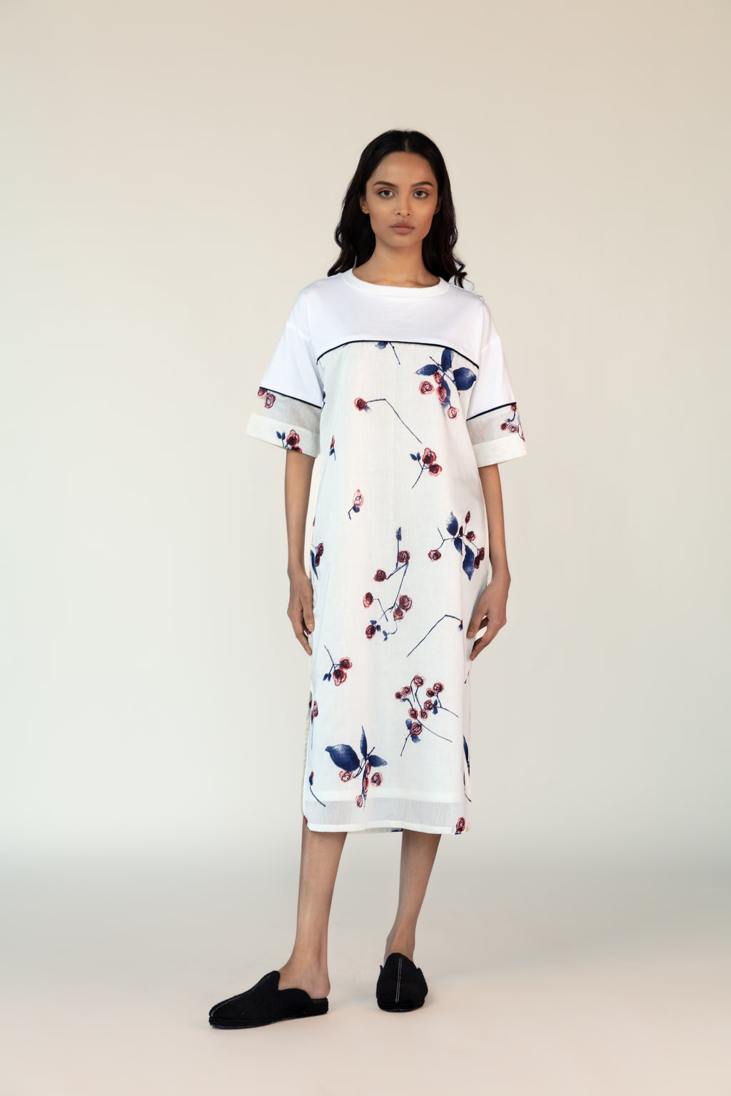 White Overlay Shift Dress Set-BENNCH