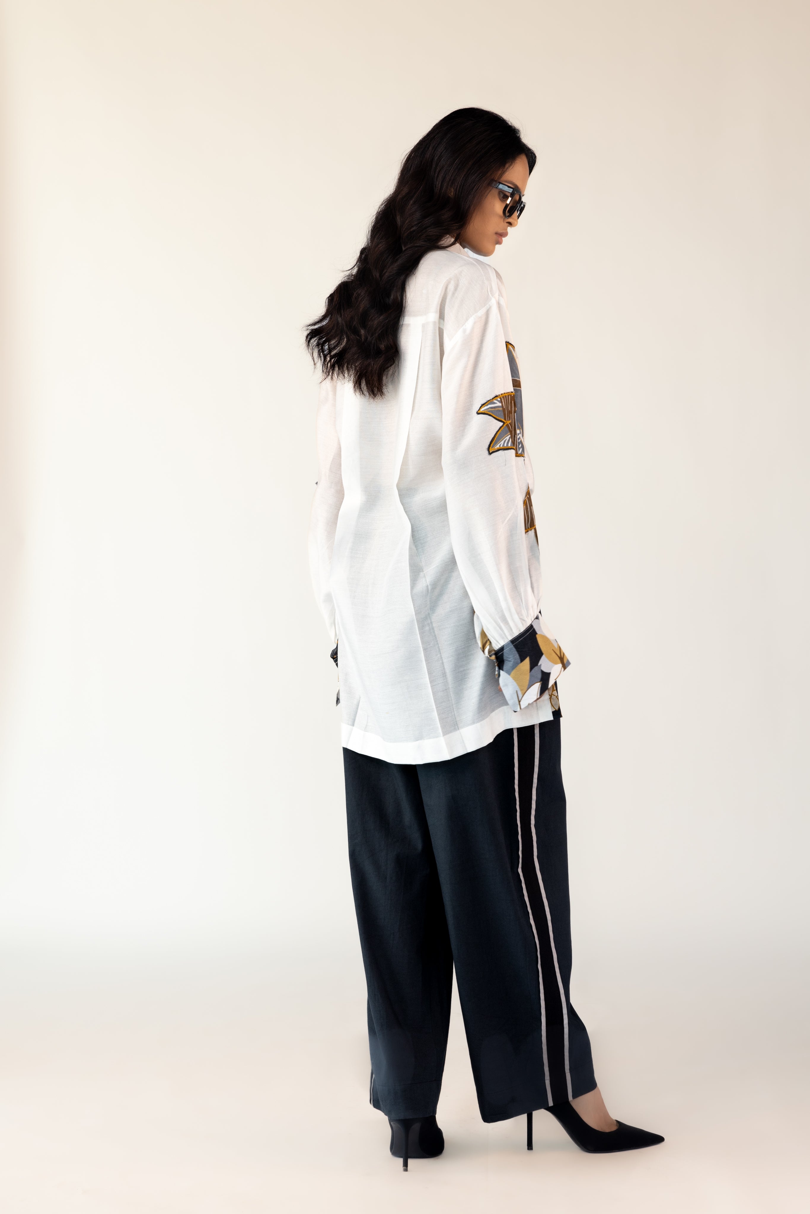 Patchwork Shirt Black Pants Set-BENNCH