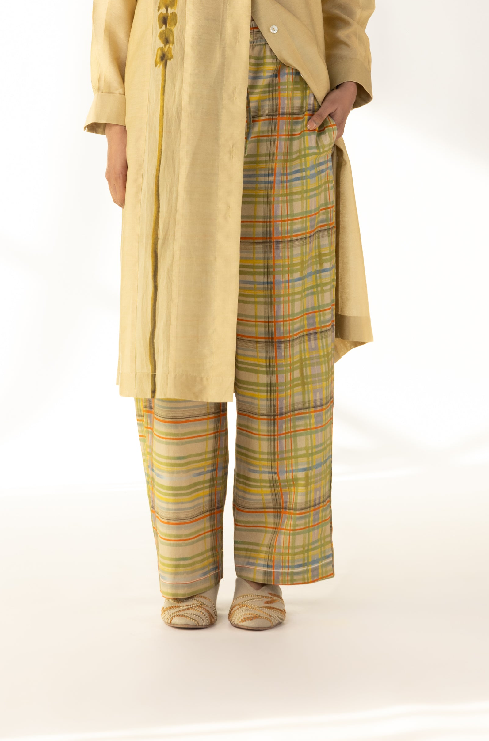 Olive Check Pants-BENNCH