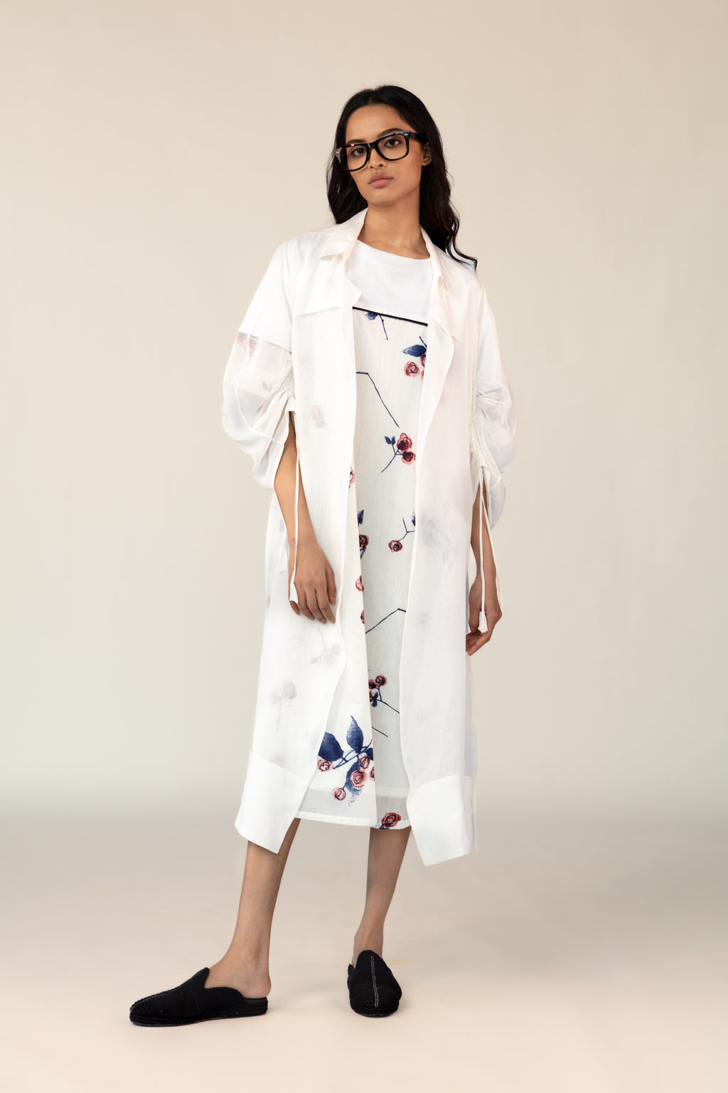 White Overlay Shift Dress Set-BENNCH