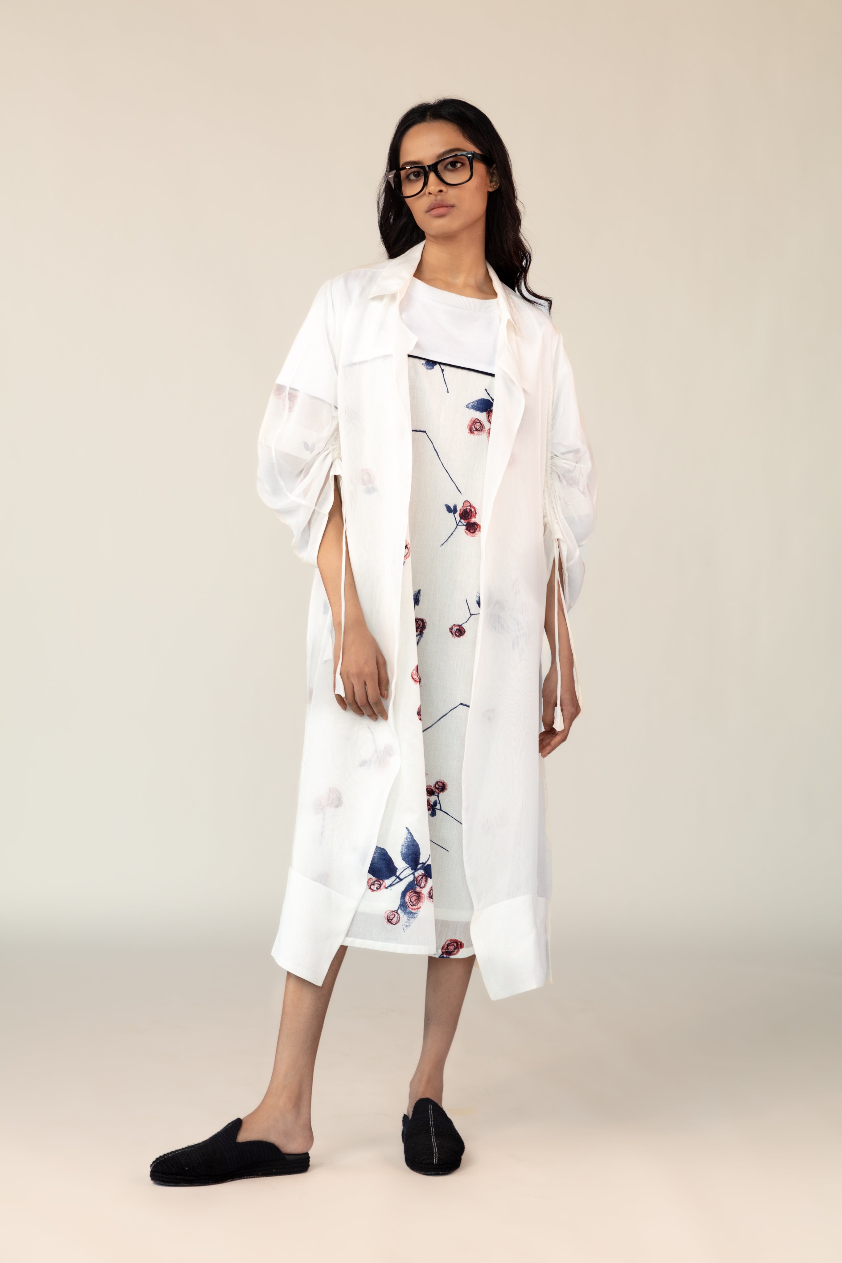 White Overlay Shift Dress Set-BENNCH