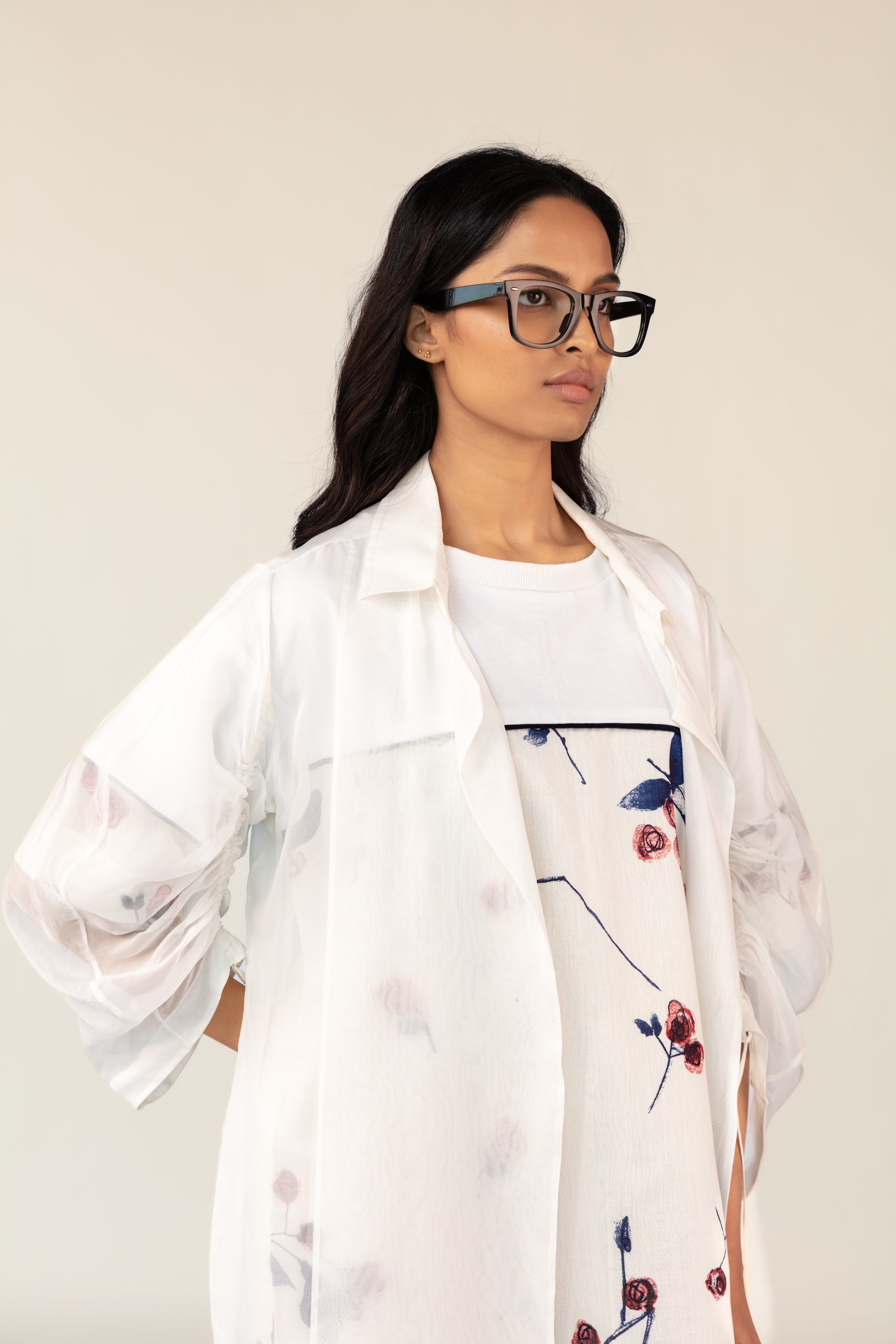 White Overlay Shift Dress Set-BENNCH