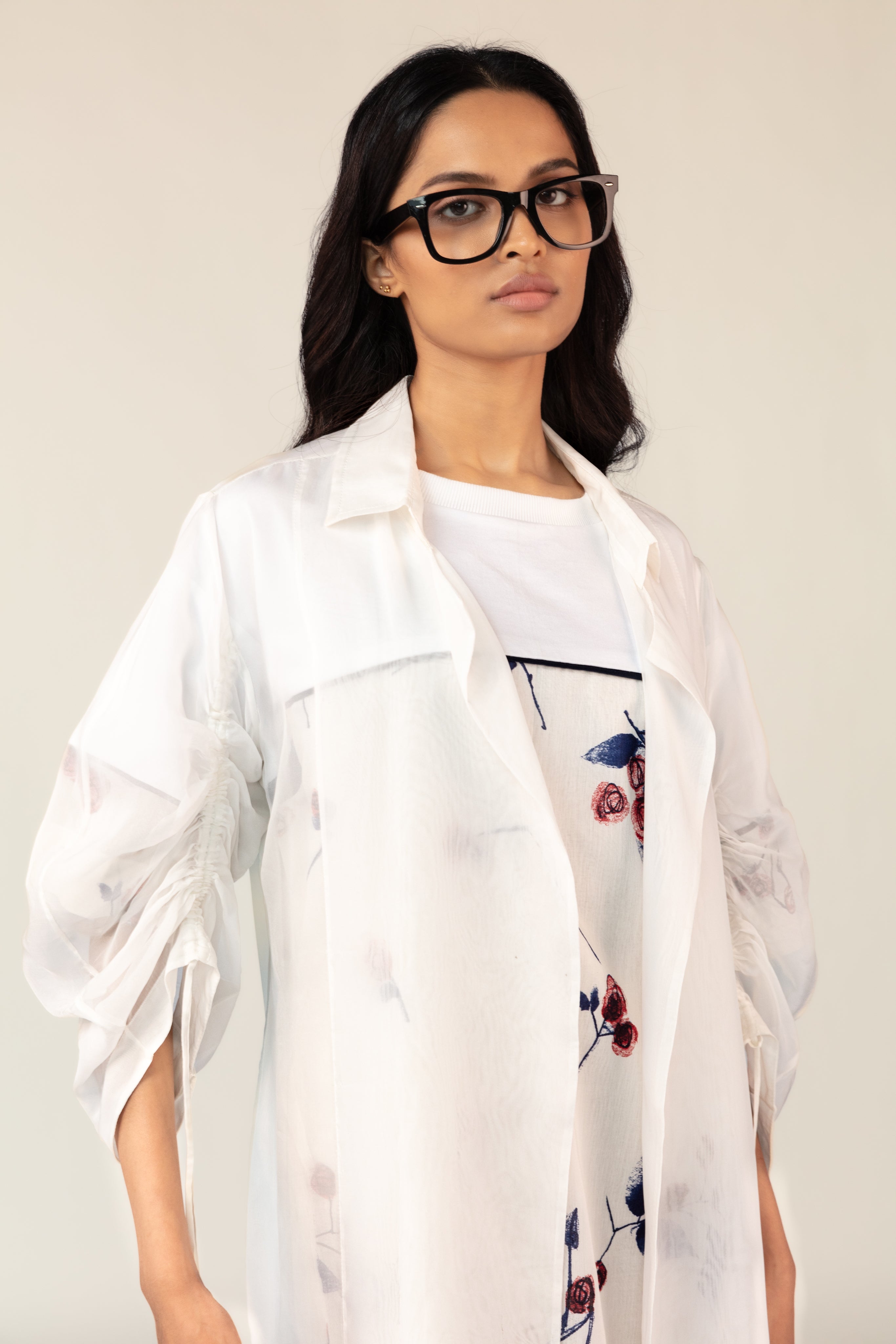 White Overlay Shift Dress Set-BENNCH