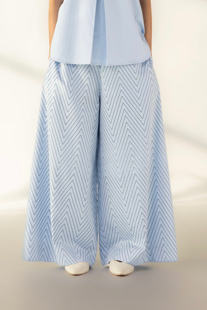 Gold Chevron Blue Pants