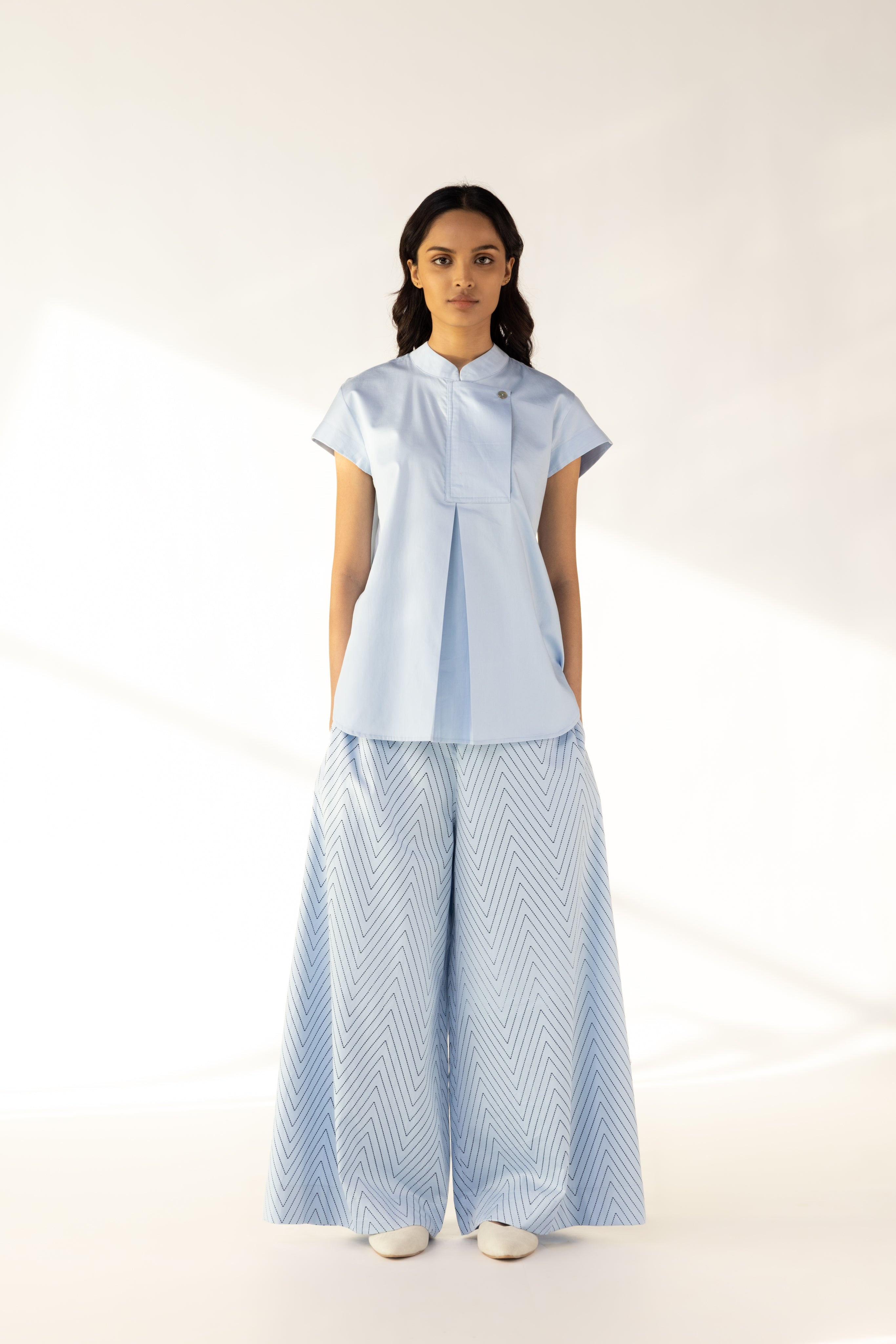 Gold Chevron Blue Pants-BENNCH