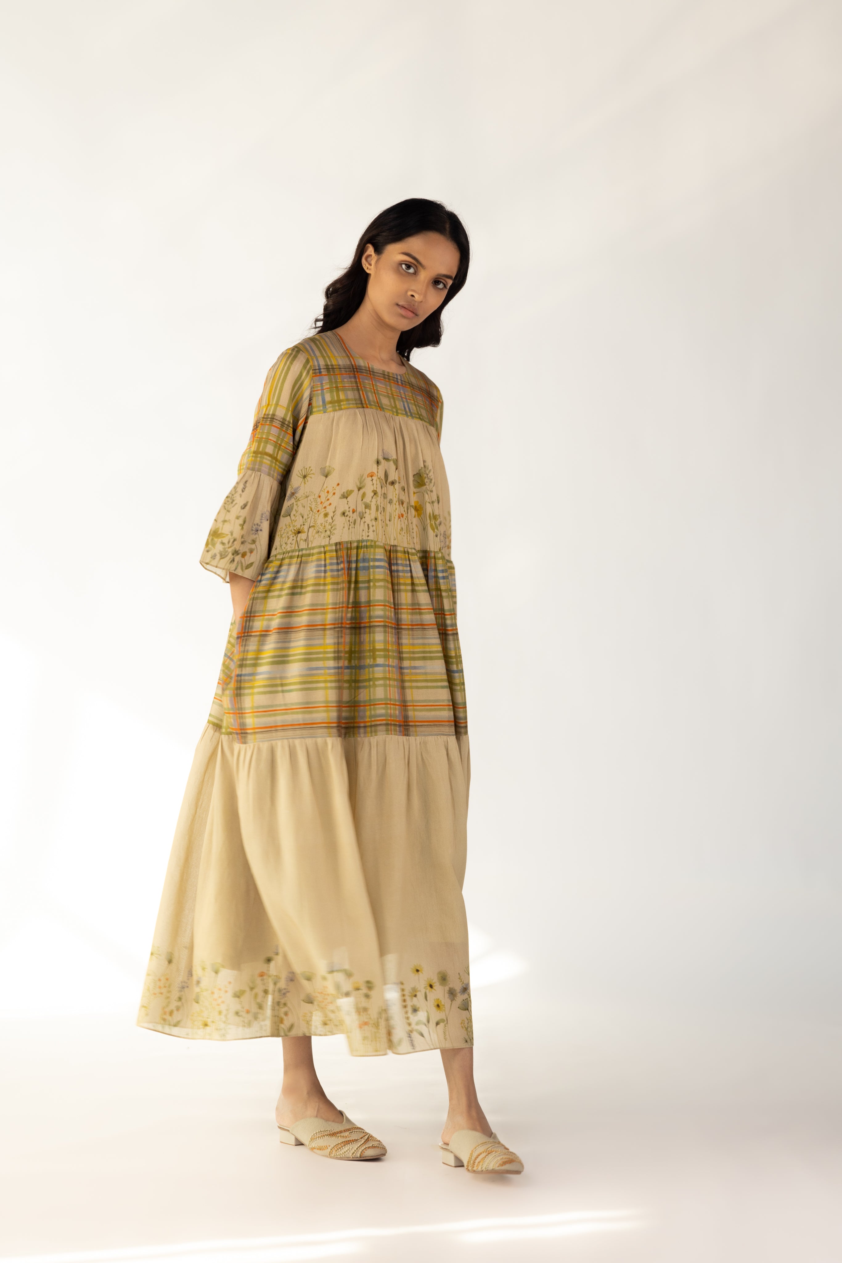 Bloom Check Dress-BENNCH