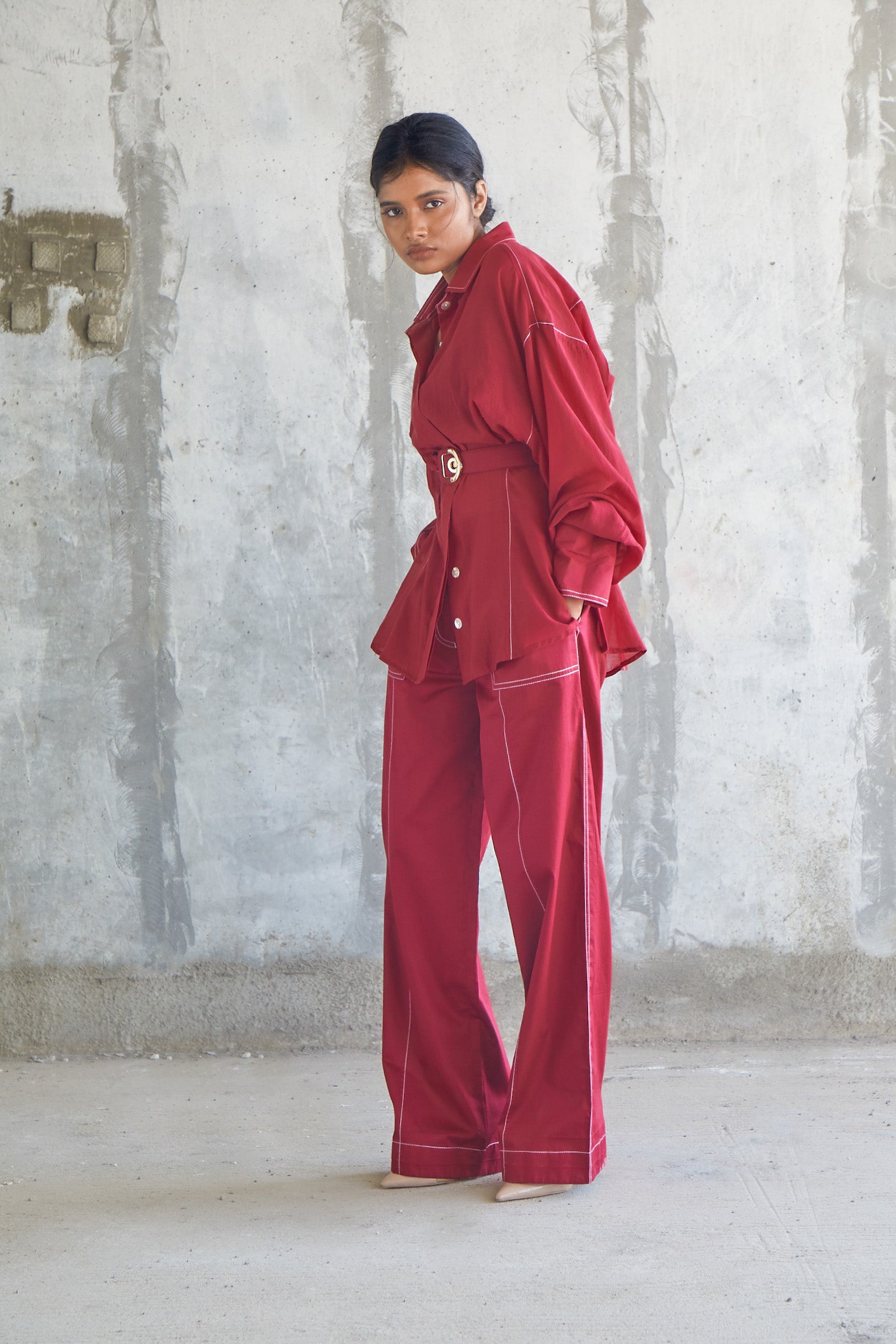 Solid Maroon Trousers-BENNCH