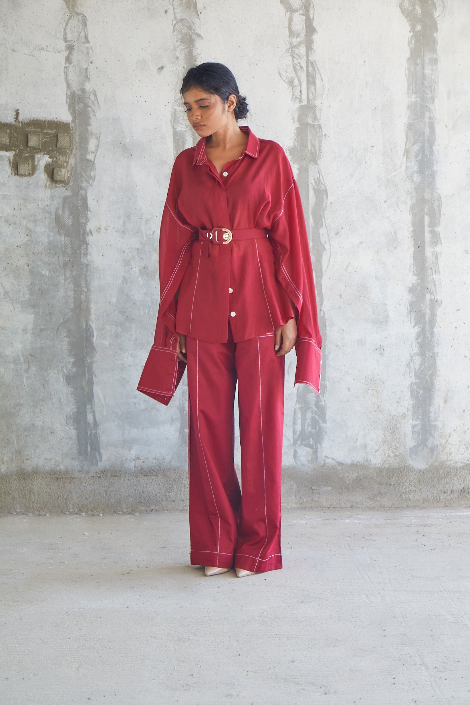 Solid Maroon Trousers-BENNCH