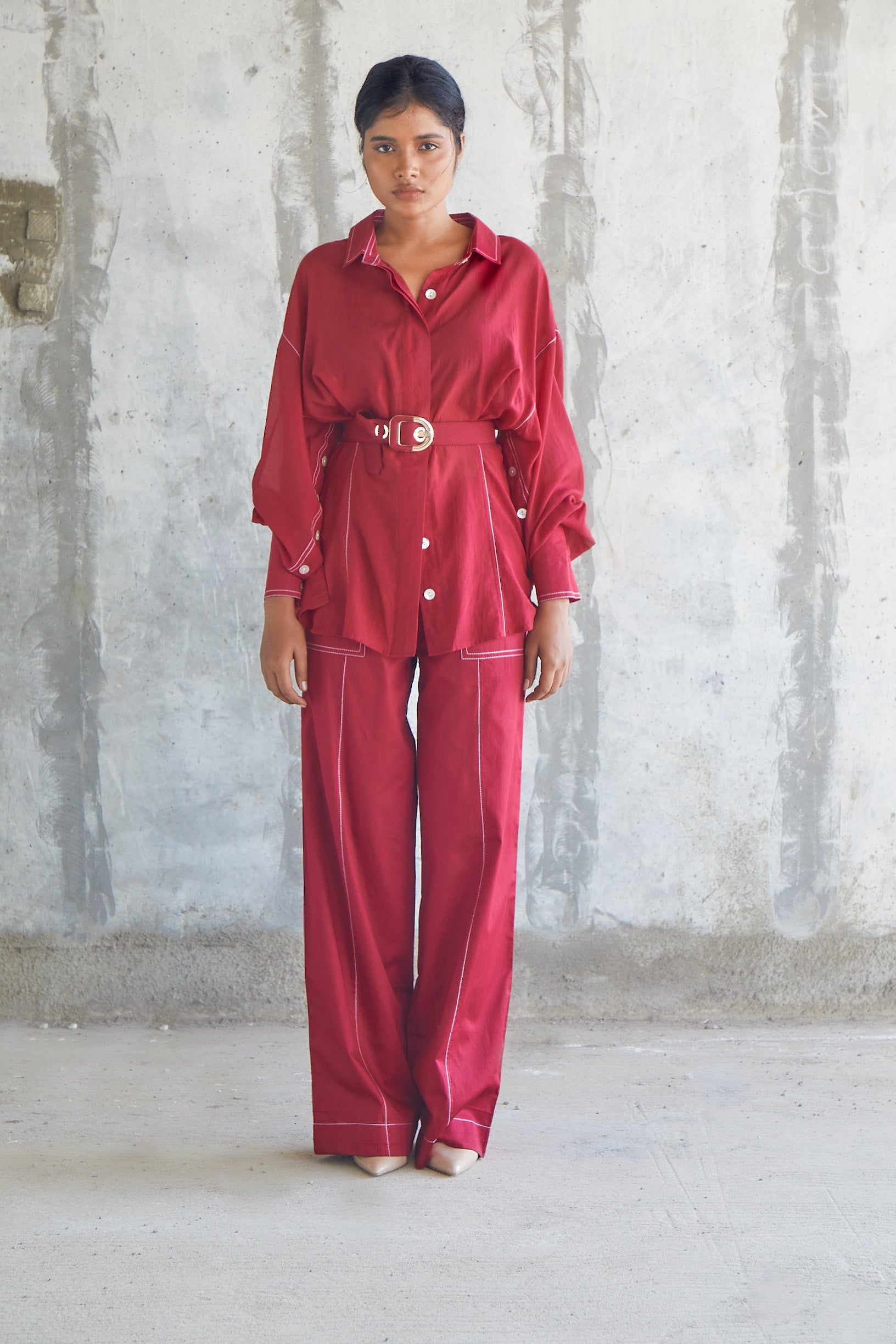 Solid Maroon Trousers-BENNCH