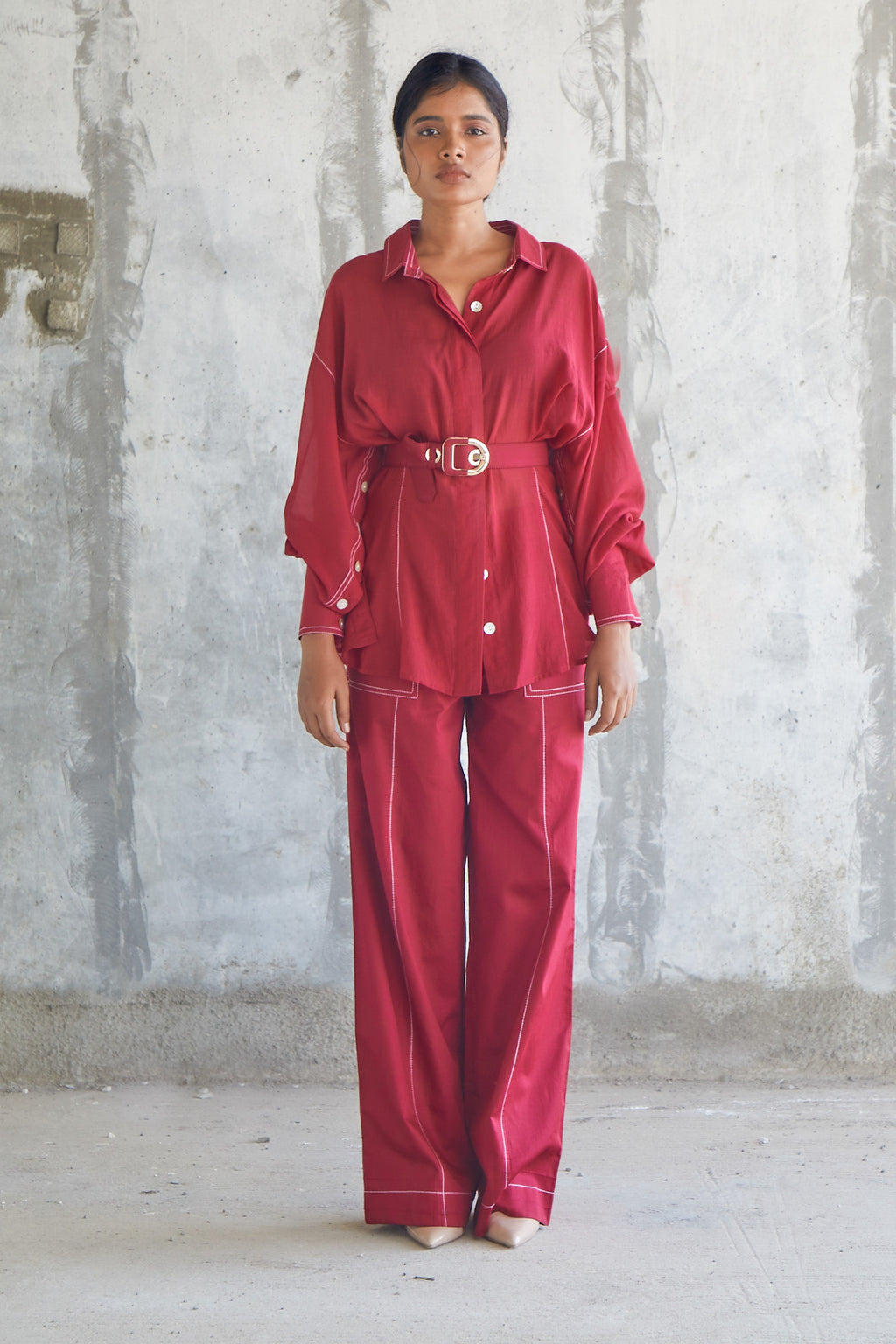 Solid Maroon Trousers-BENNCH