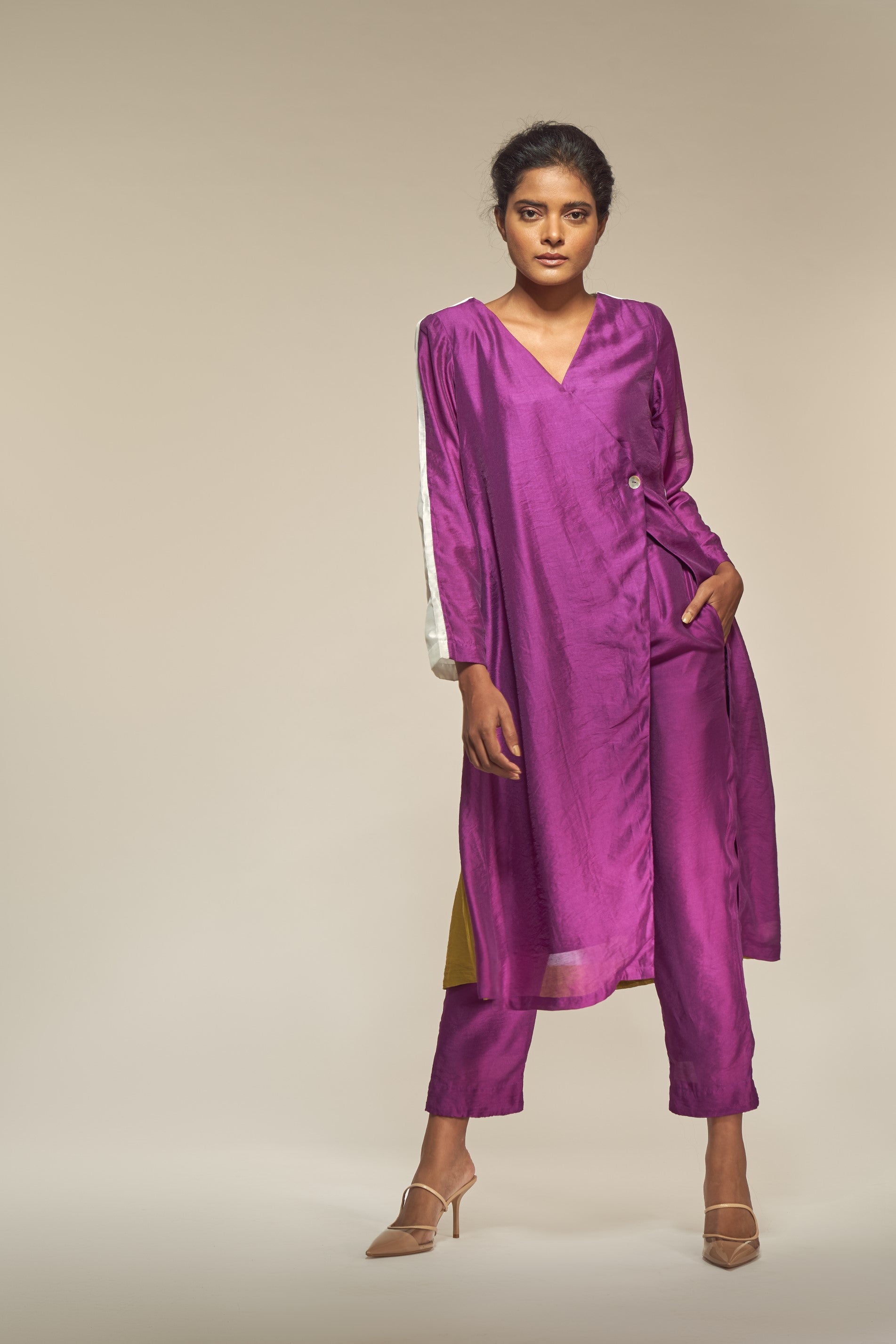 Color Block Silk Top-BENNCH