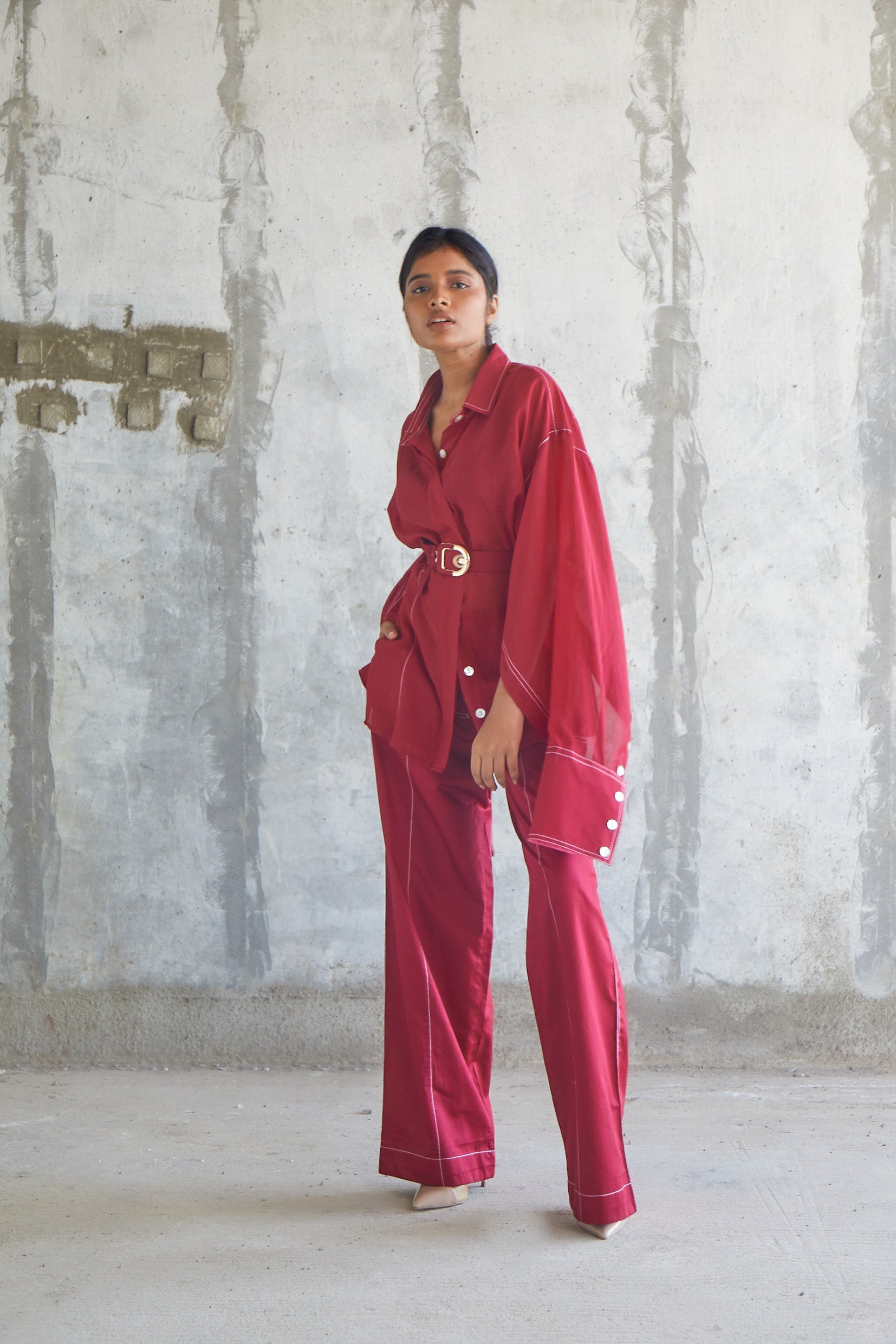 Solid Maroon Trousers-BENNCH