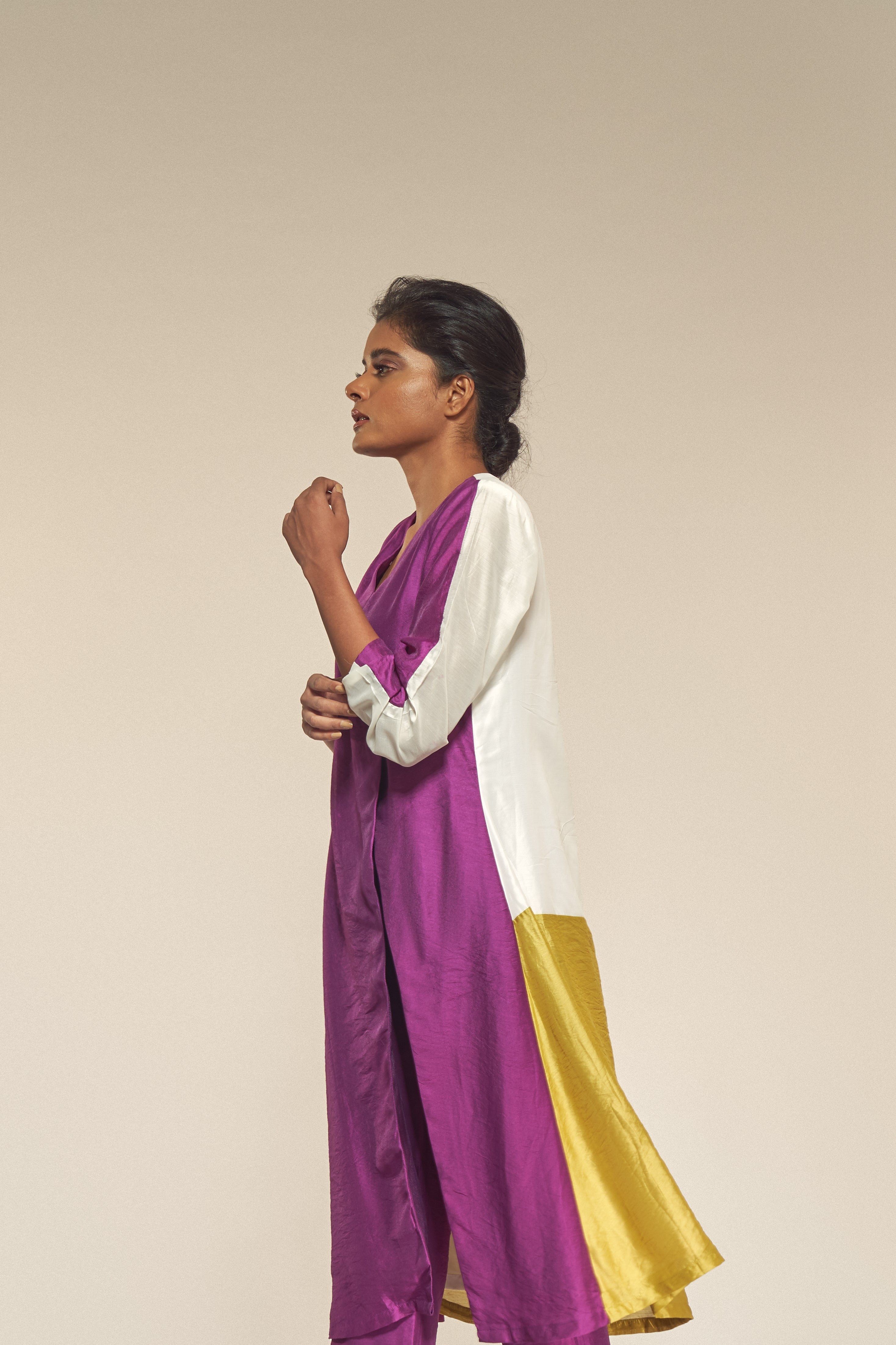 Color Block Silk Top-BENNCH