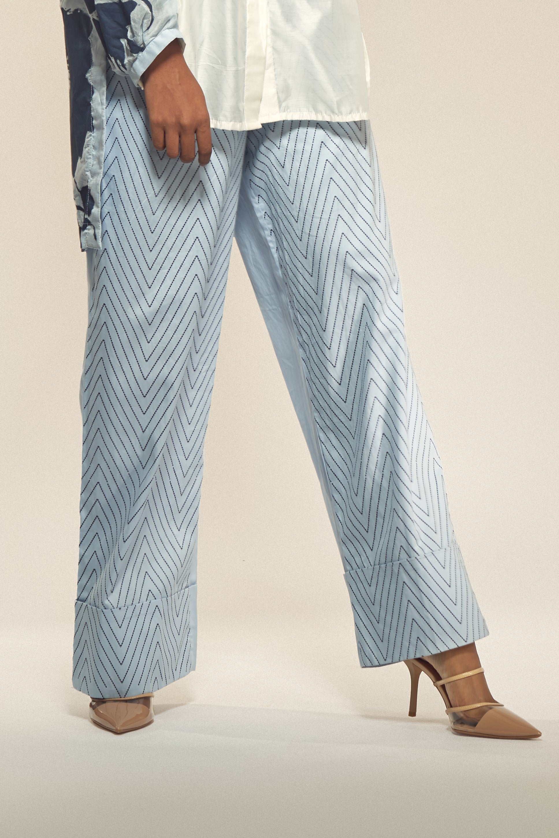 Chevron Print Cotton Pants-BENNCH