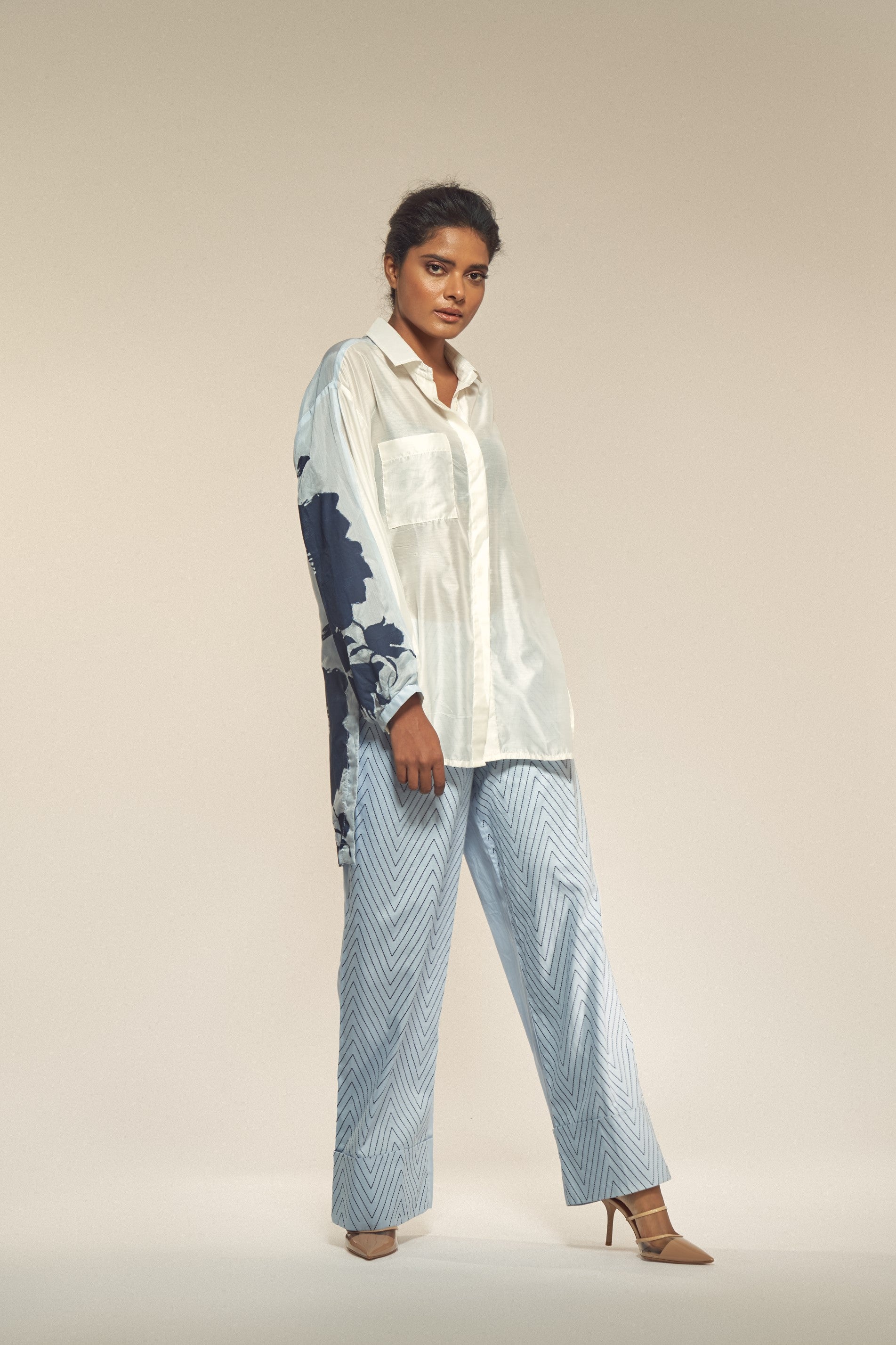 Chevron Print Cotton Pants-BENNCH