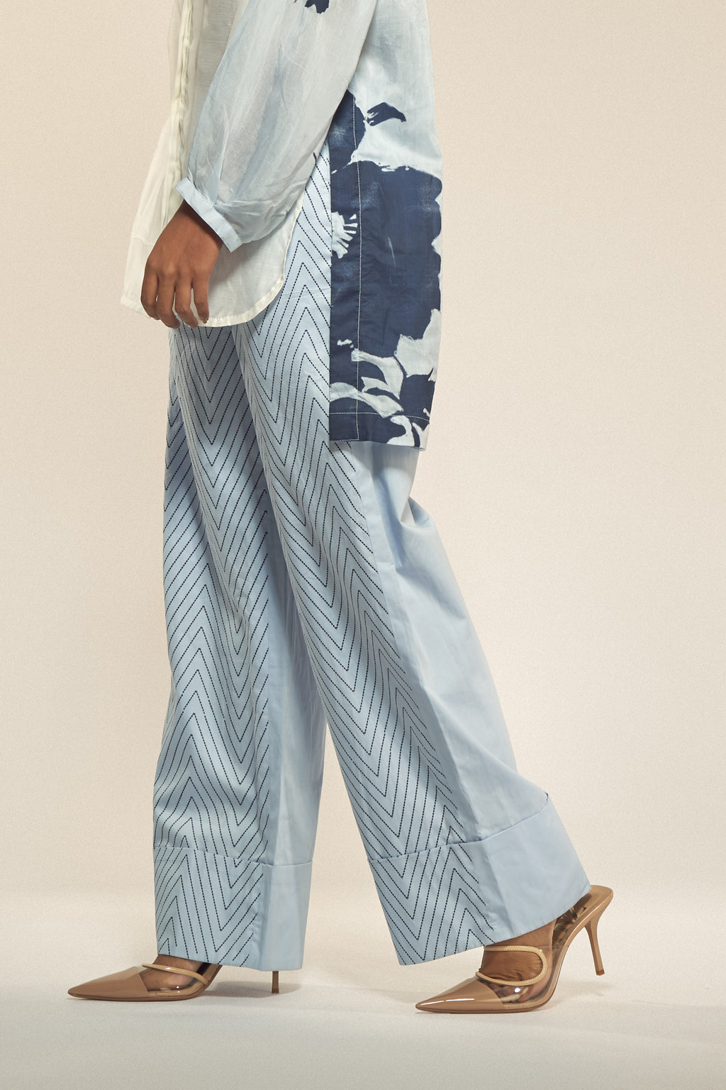 Chevron Print Cotton Pants-BENNCH