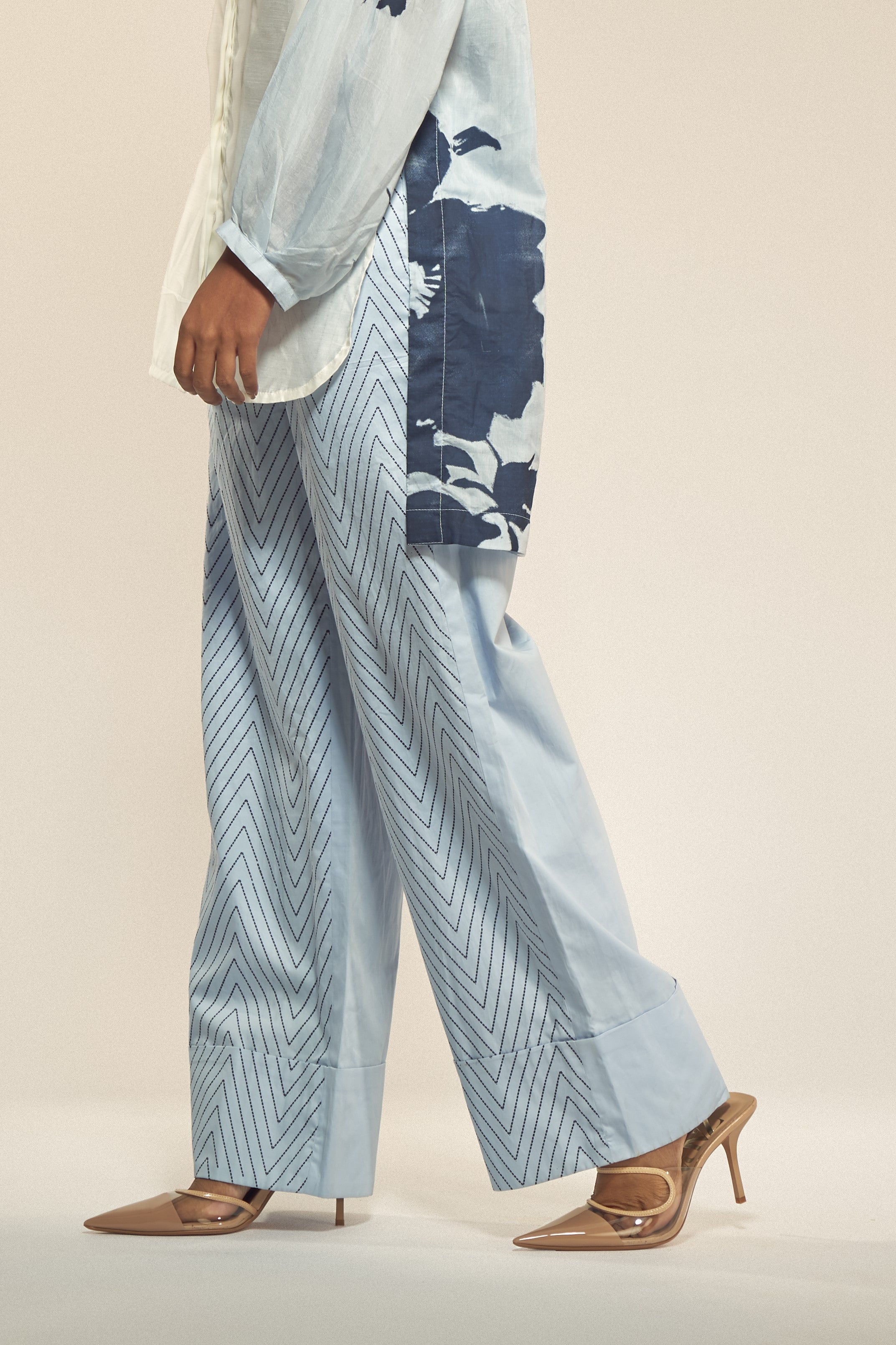 Chevron Print Cotton Pants-BENNCH