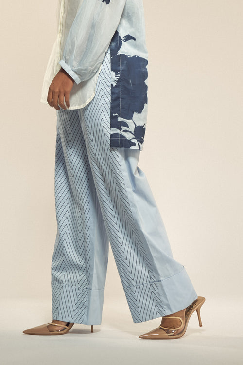 Chevron Print Cotton Pants-BENNCH