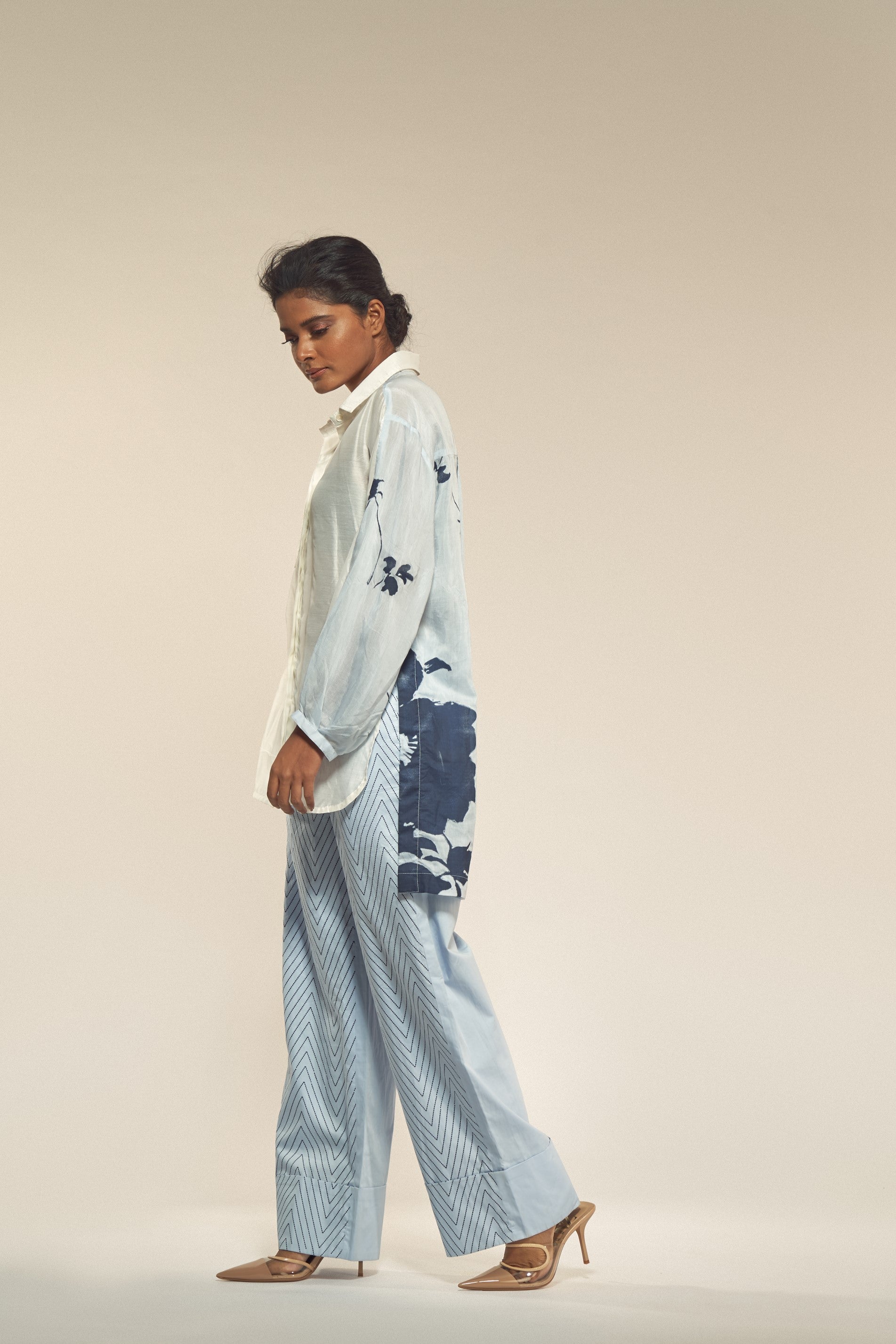 Chevron Print Cotton Pants-BENNCH