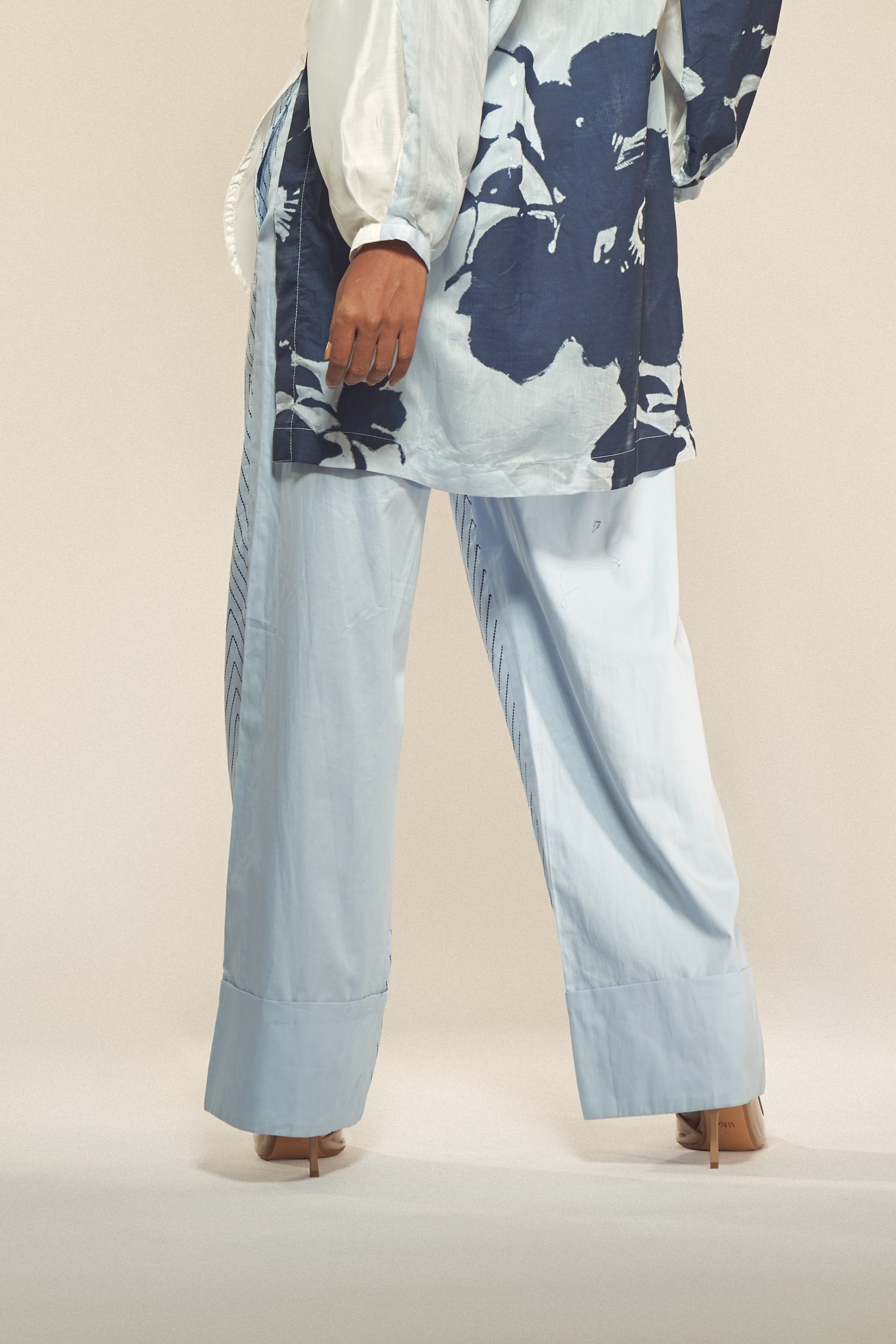 Chevron Print Cotton Pants-BENNCH
