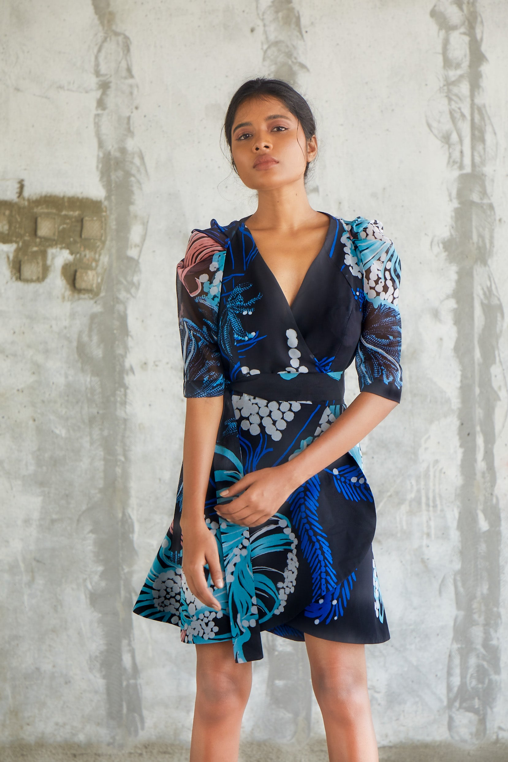 Windowleaf Wrap Dress-BENNCH