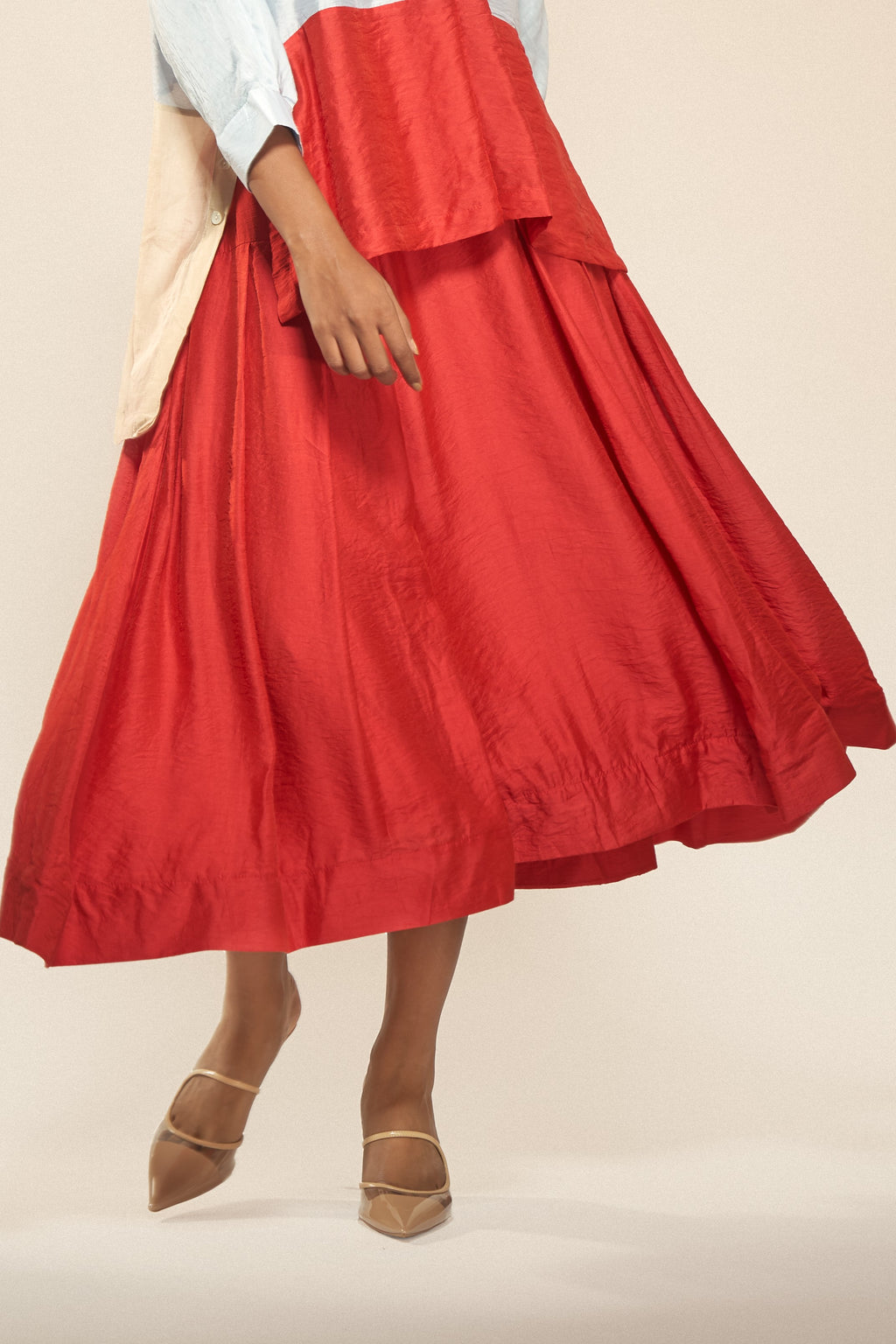 Red Silk Skirt-BENNCH