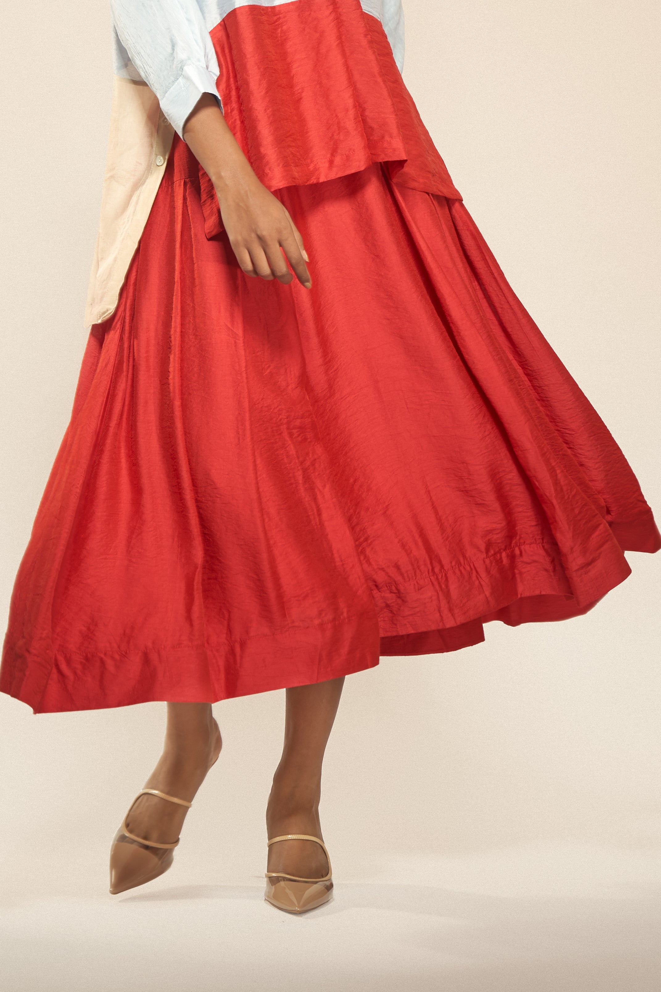 Red Silk Skirt-BENNCH