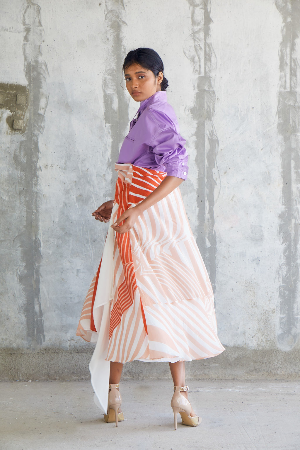 Striped Kerchief Skirt-BENNCH