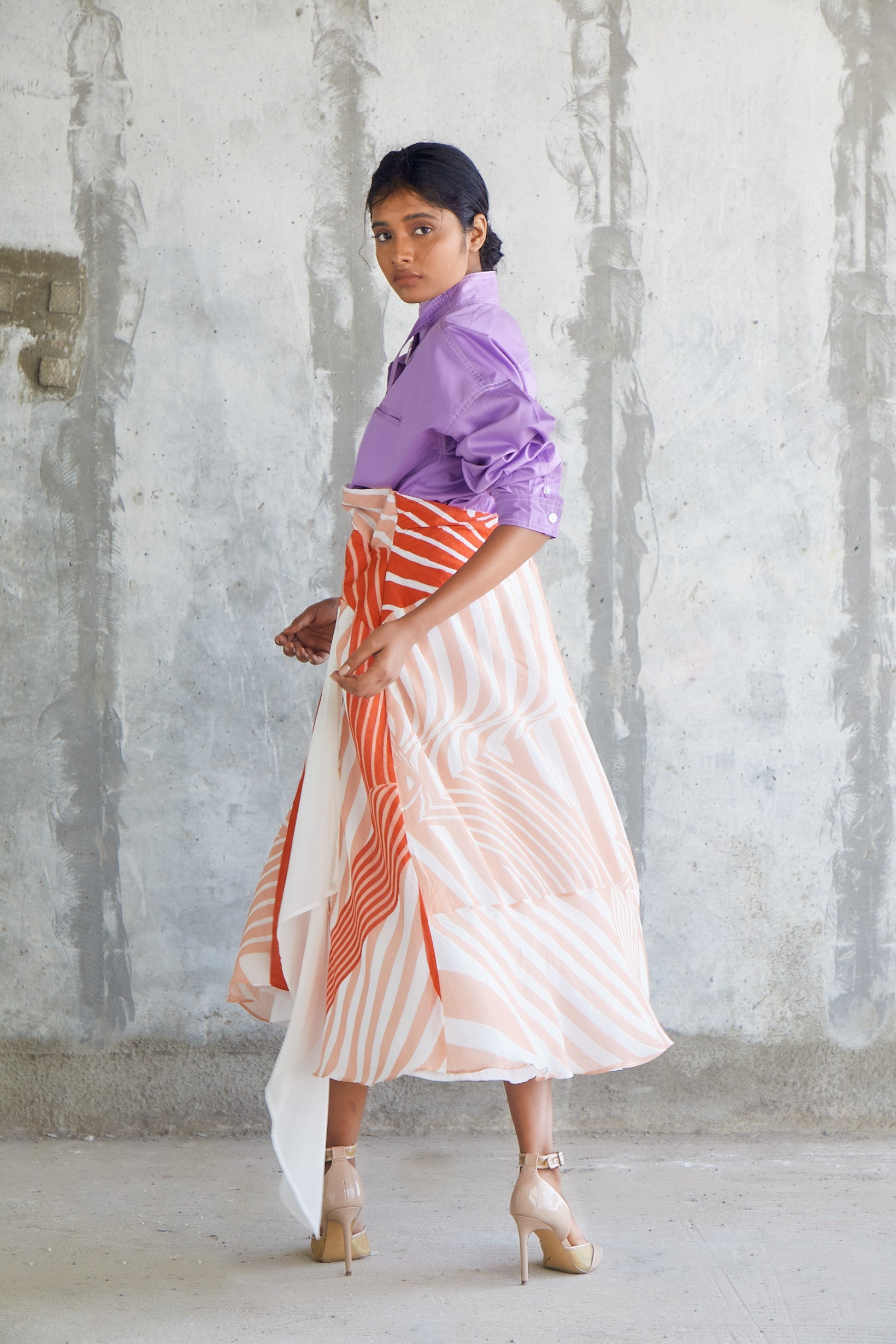Striped Kerchief Skirt-BENNCH