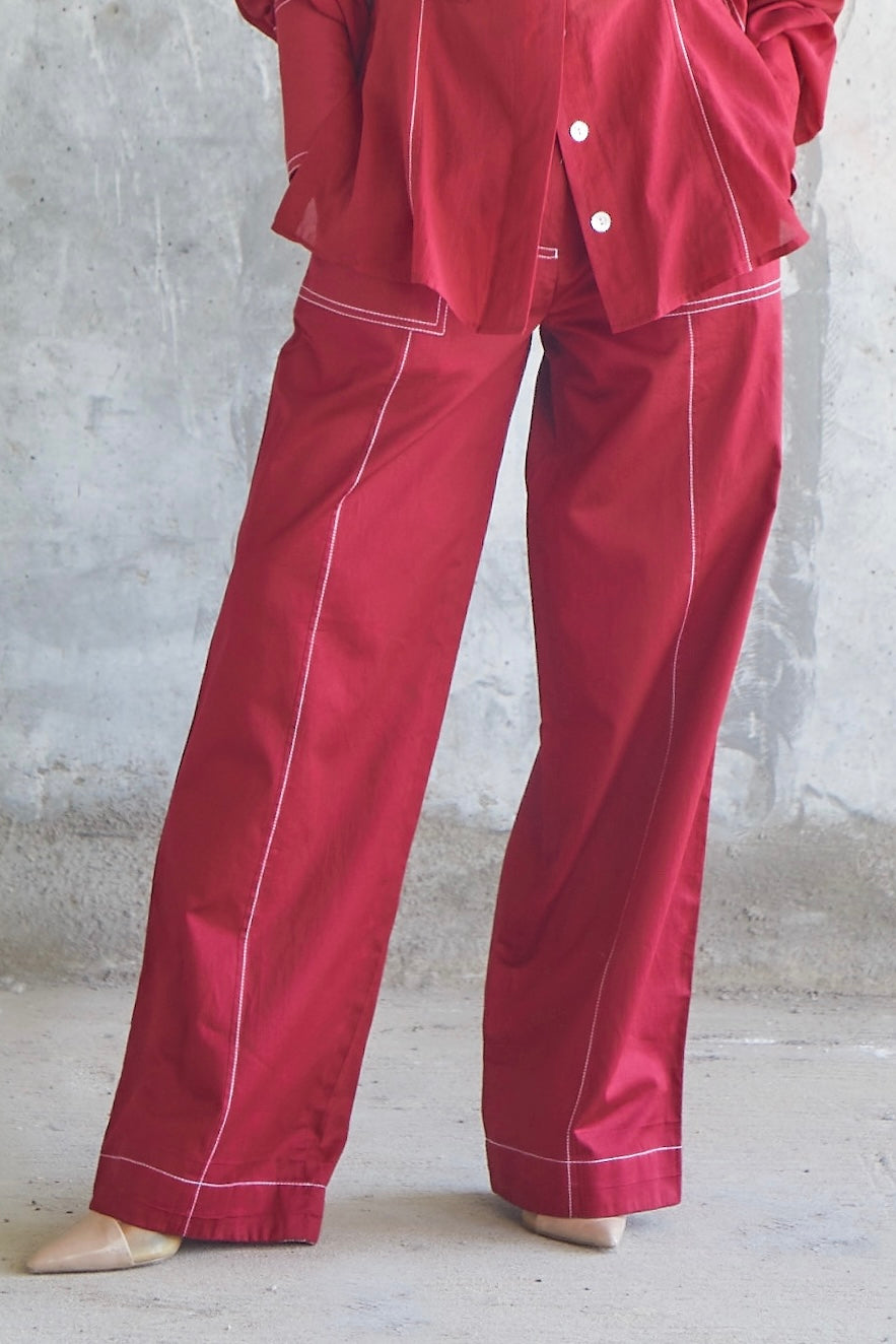 Solid Maroon Trousers-BENNCH