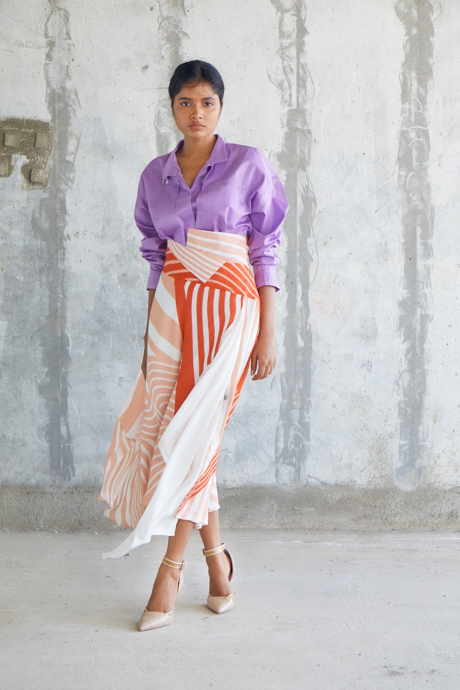 Striped Kerchief Skirt-BENNCH