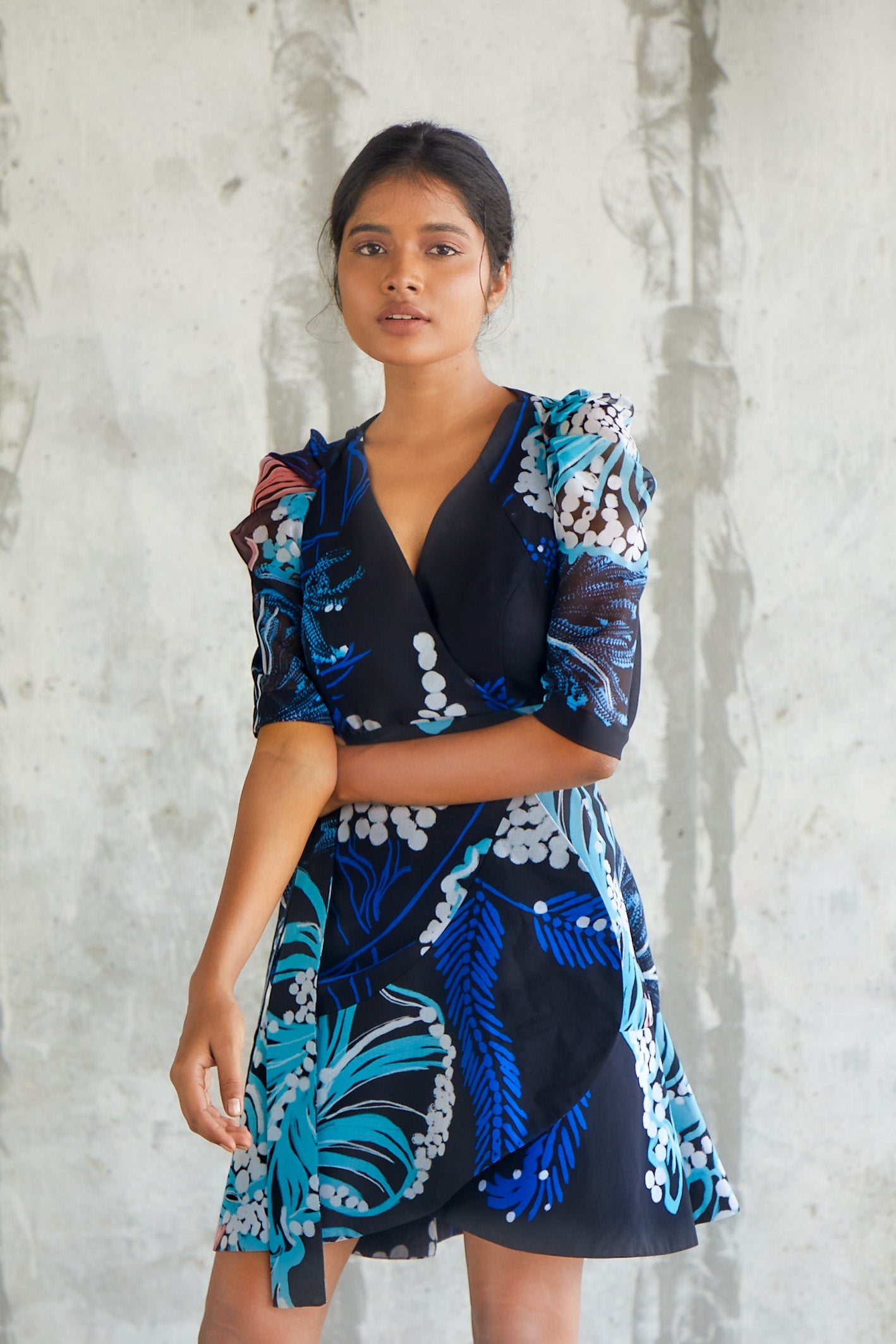 Windowleaf Wrap Dress-BENNCH