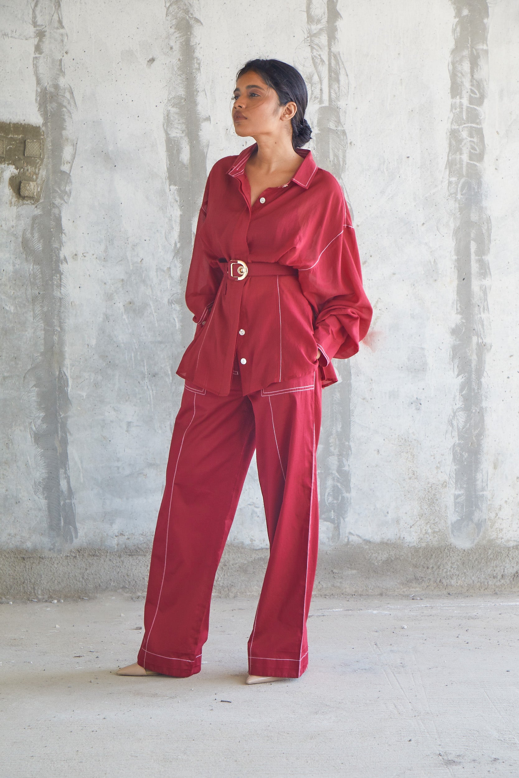 Solid Maroon Trousers-BENNCH