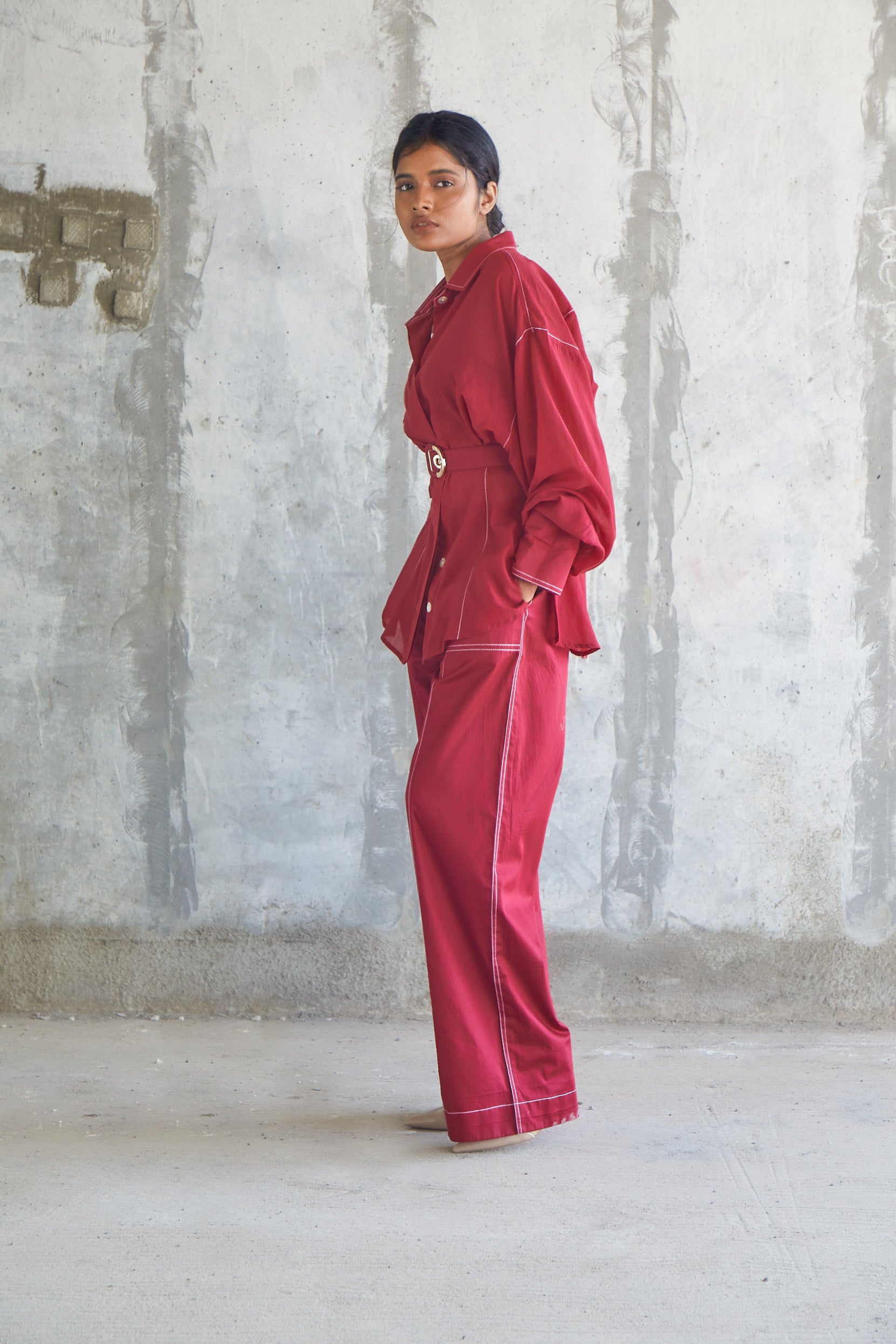 Solid Maroon Trousers-BENNCH
