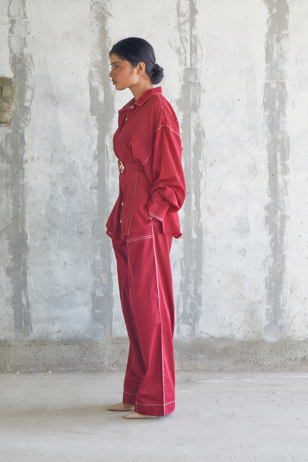 Solid Maroon Trousers-BENNCH