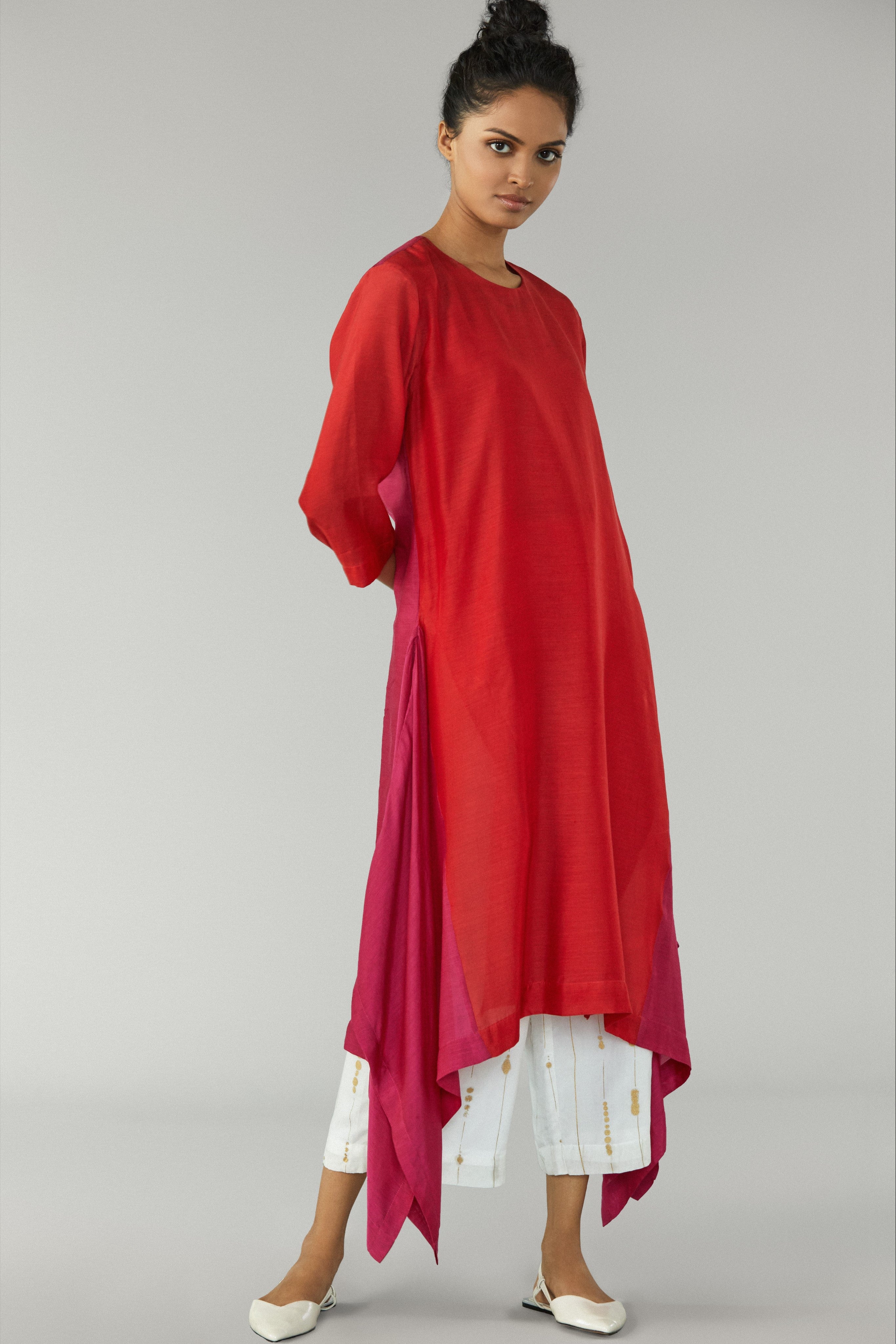 Red Pink Asymmetrical Tunic-BENNCH