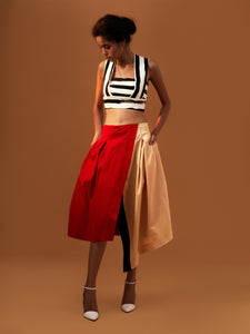 Box Pleat Color Block Skirt - B E N N C H