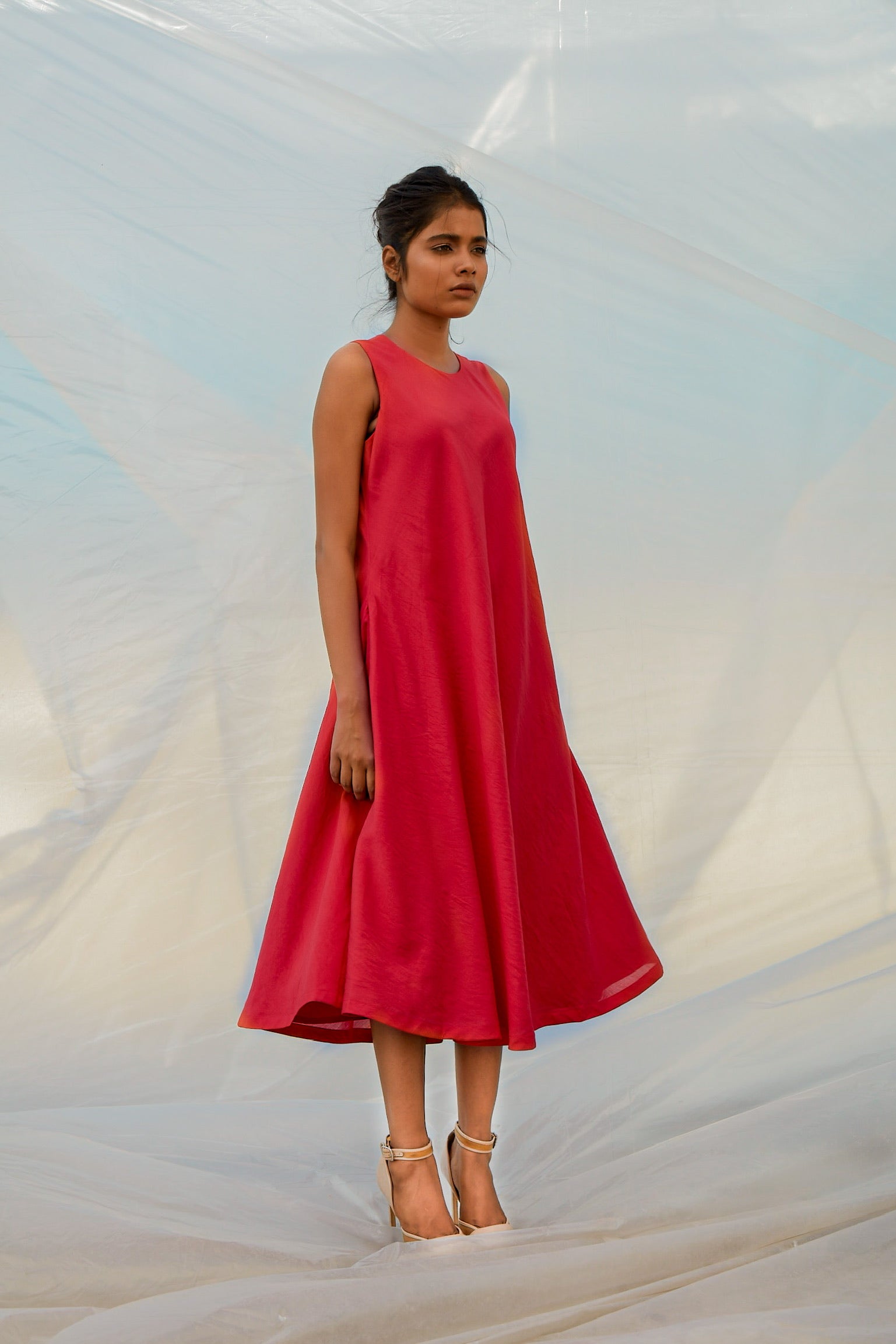 Red Flared Dress-BENNCH