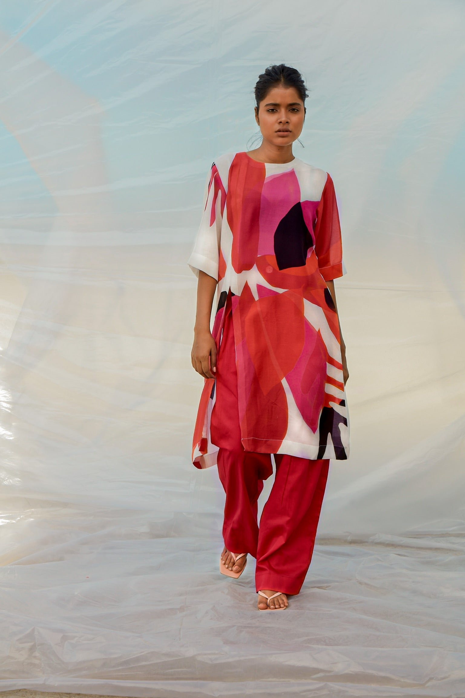 Glass Solid Pants Set-BENNCH