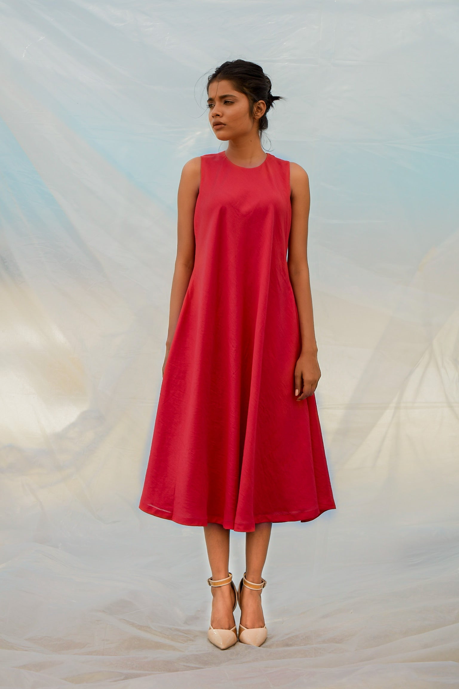 Red Flared Dress-BENNCH